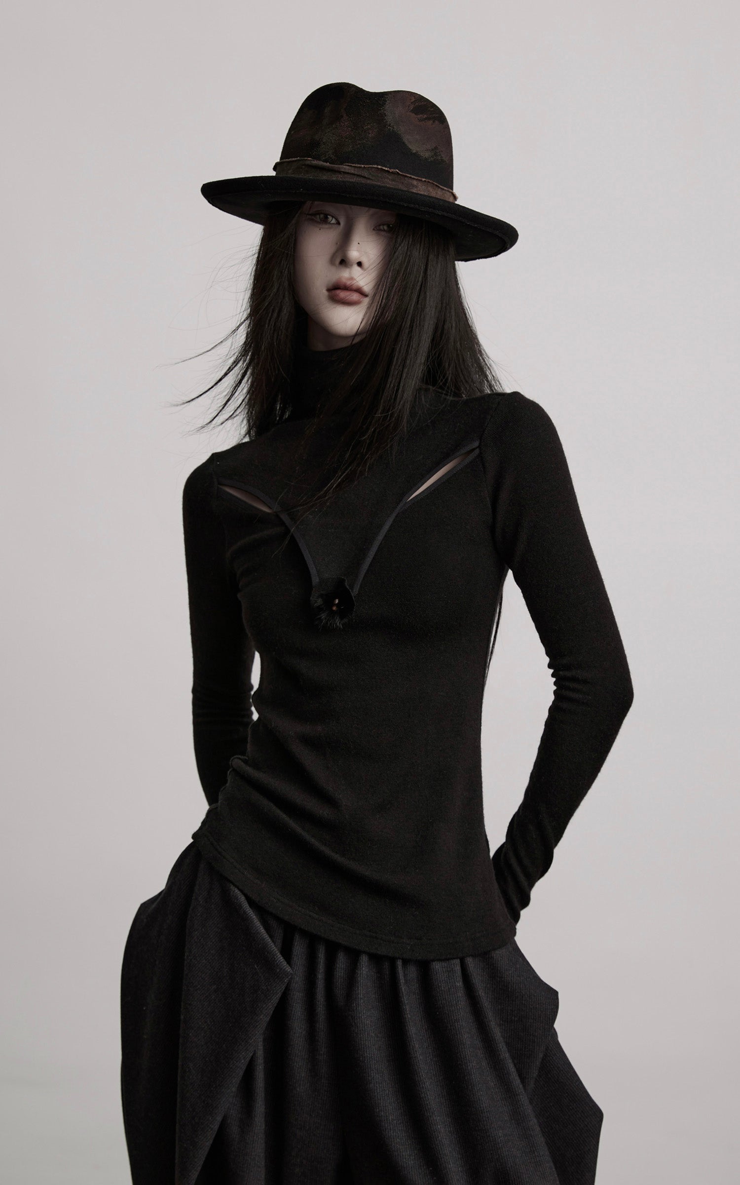 INDULGE Cutout Detail Stretch Knit Top