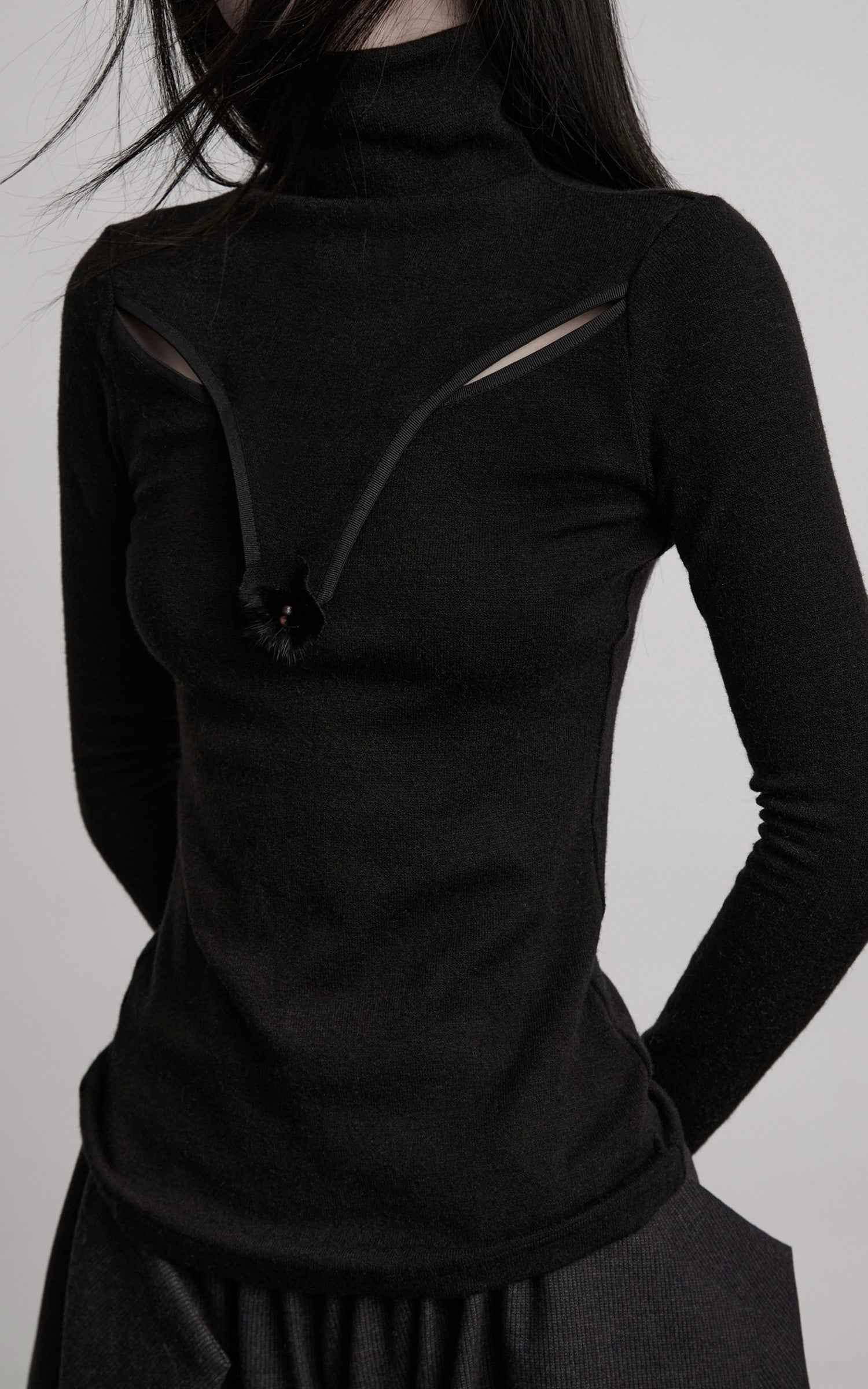 INDULGE Cutout Detail Stretch Knit Top