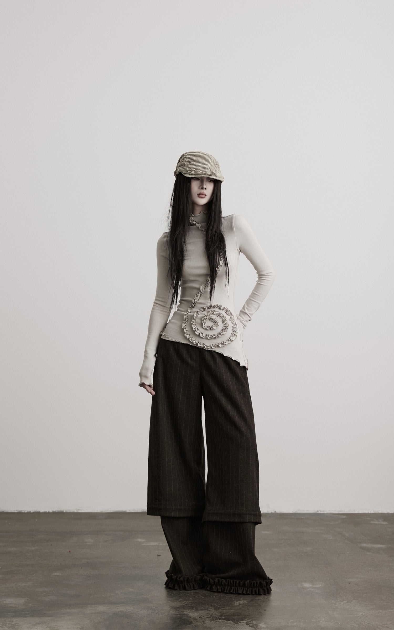 INDULGE Layered Pinstripe Wide-Leg Trousers