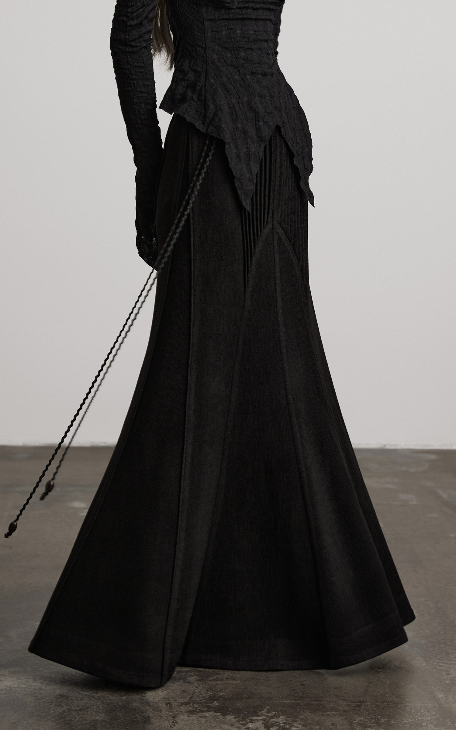 INDULGE Asymmetrical Pleated Long Skirt