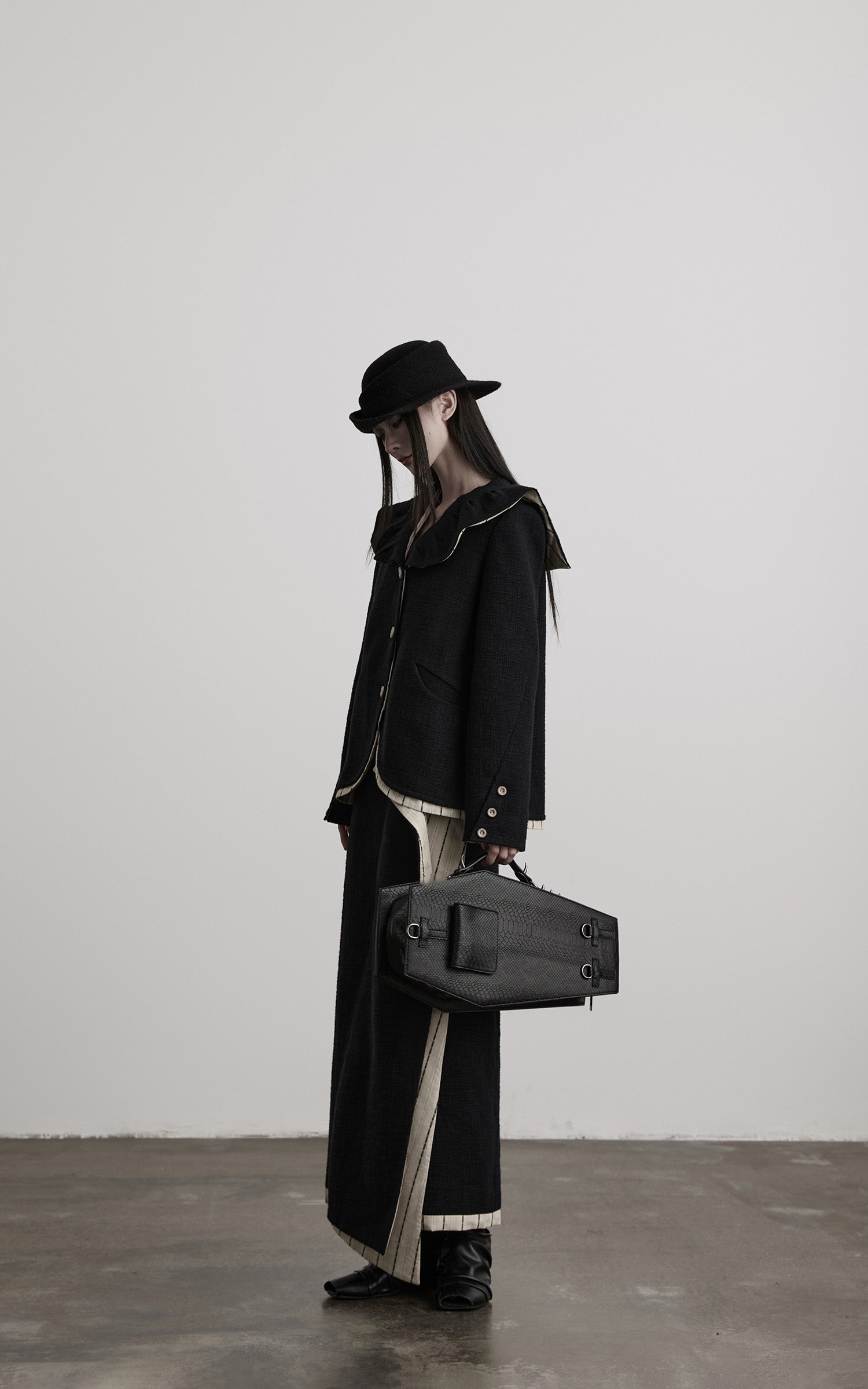 INDULGE Asymmetric Paneled Stripe Deconstructed Maxi Skirt