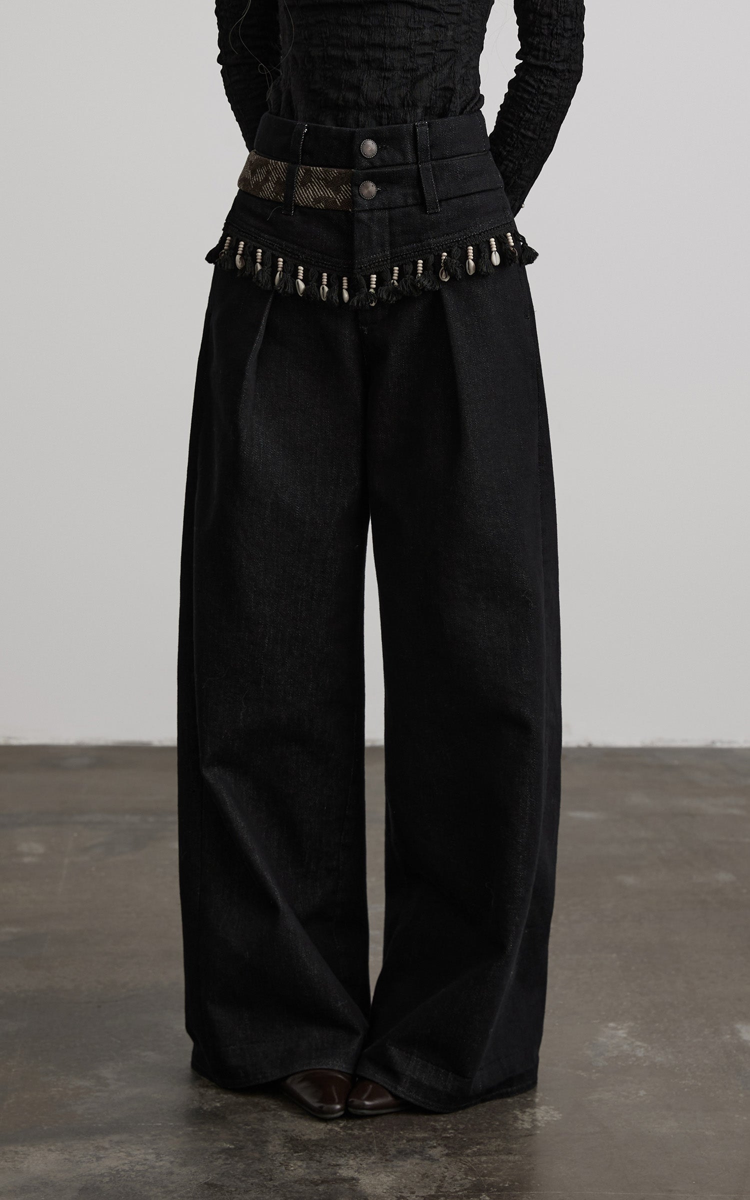 INDULGE Shell-Trimmed Wide-Leg Trousers