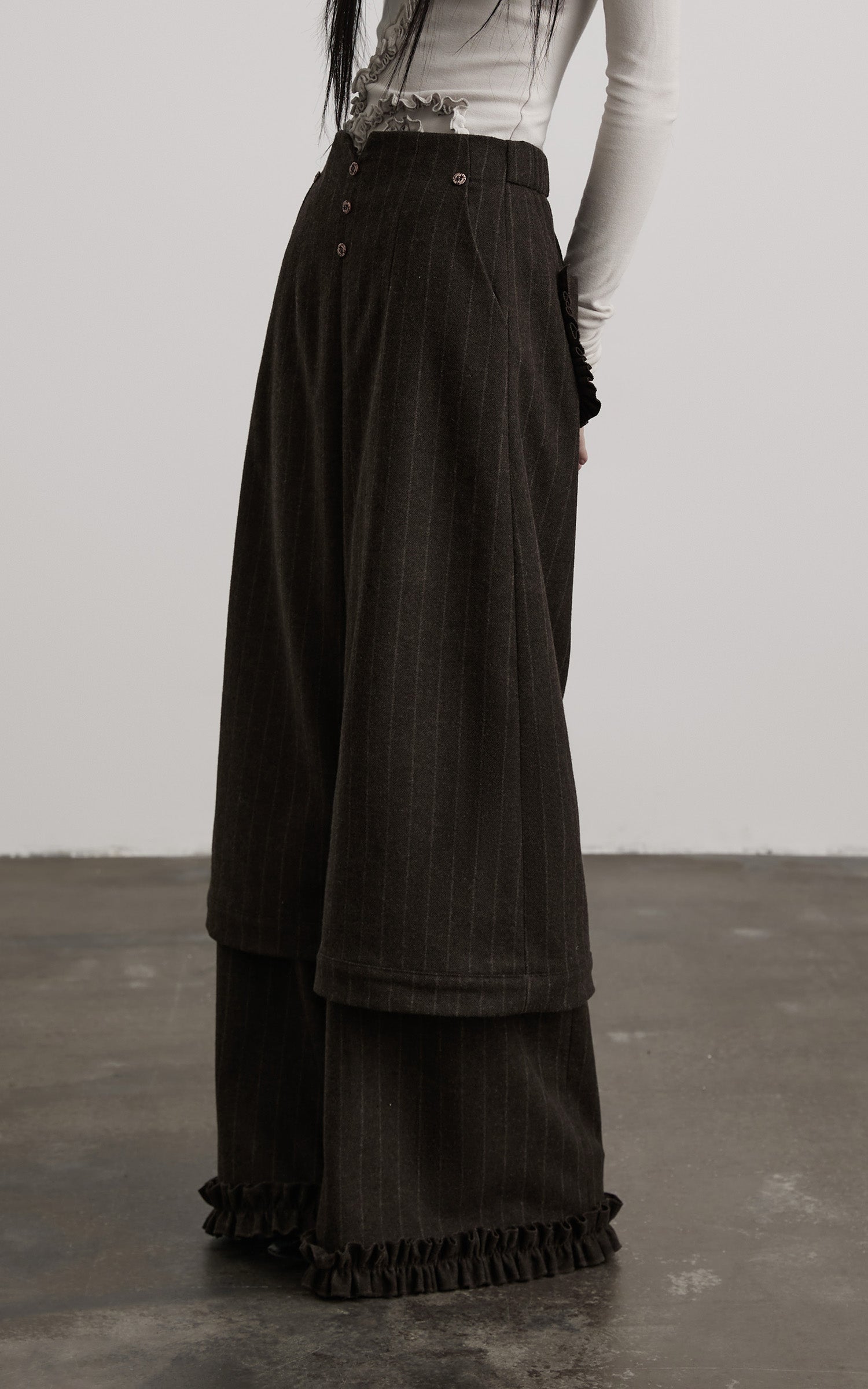 INDULGE Layered Pinstripe Wide-Leg Trousers