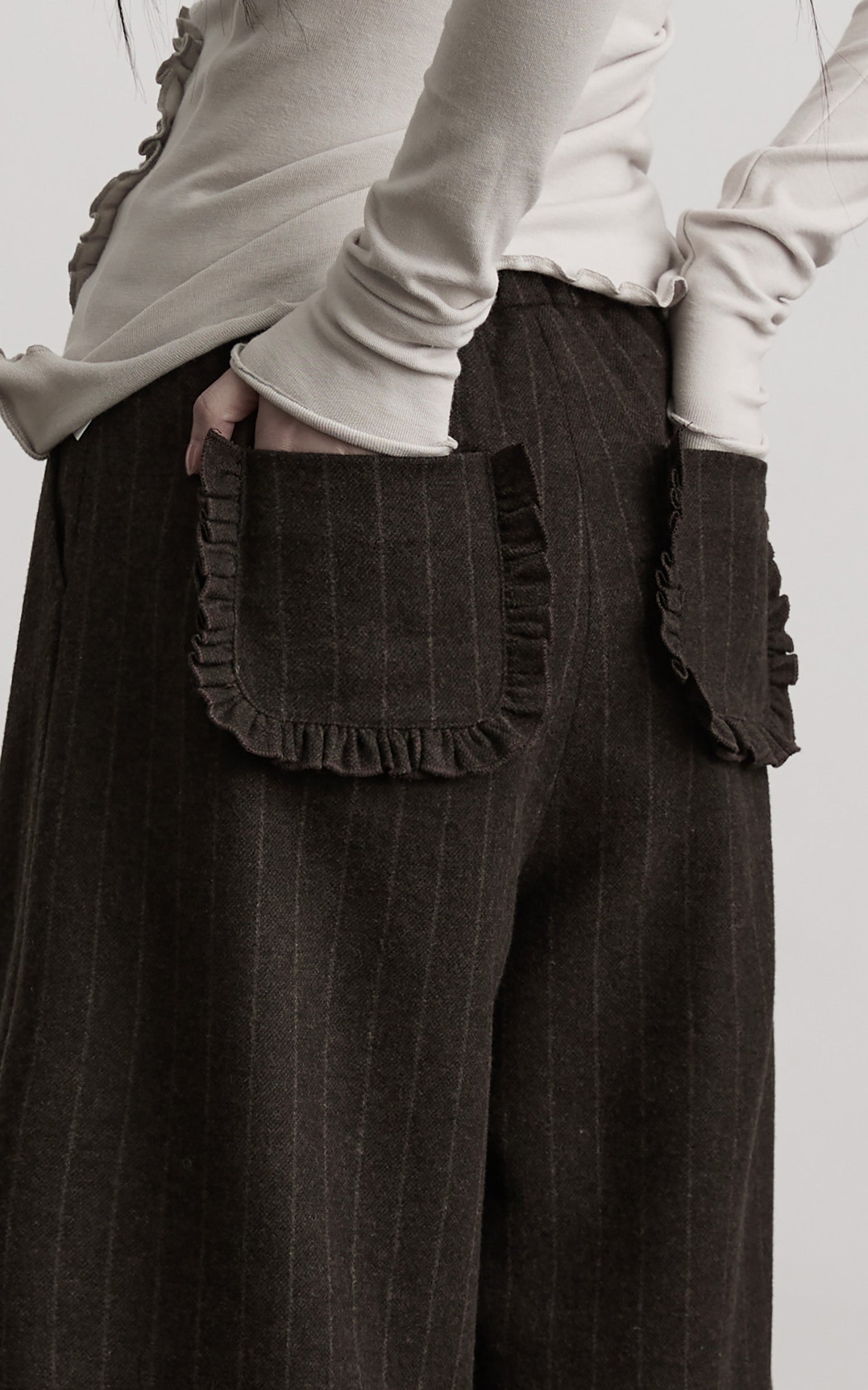 INDULGE Layered Pinstripe Wide-Leg Trousers