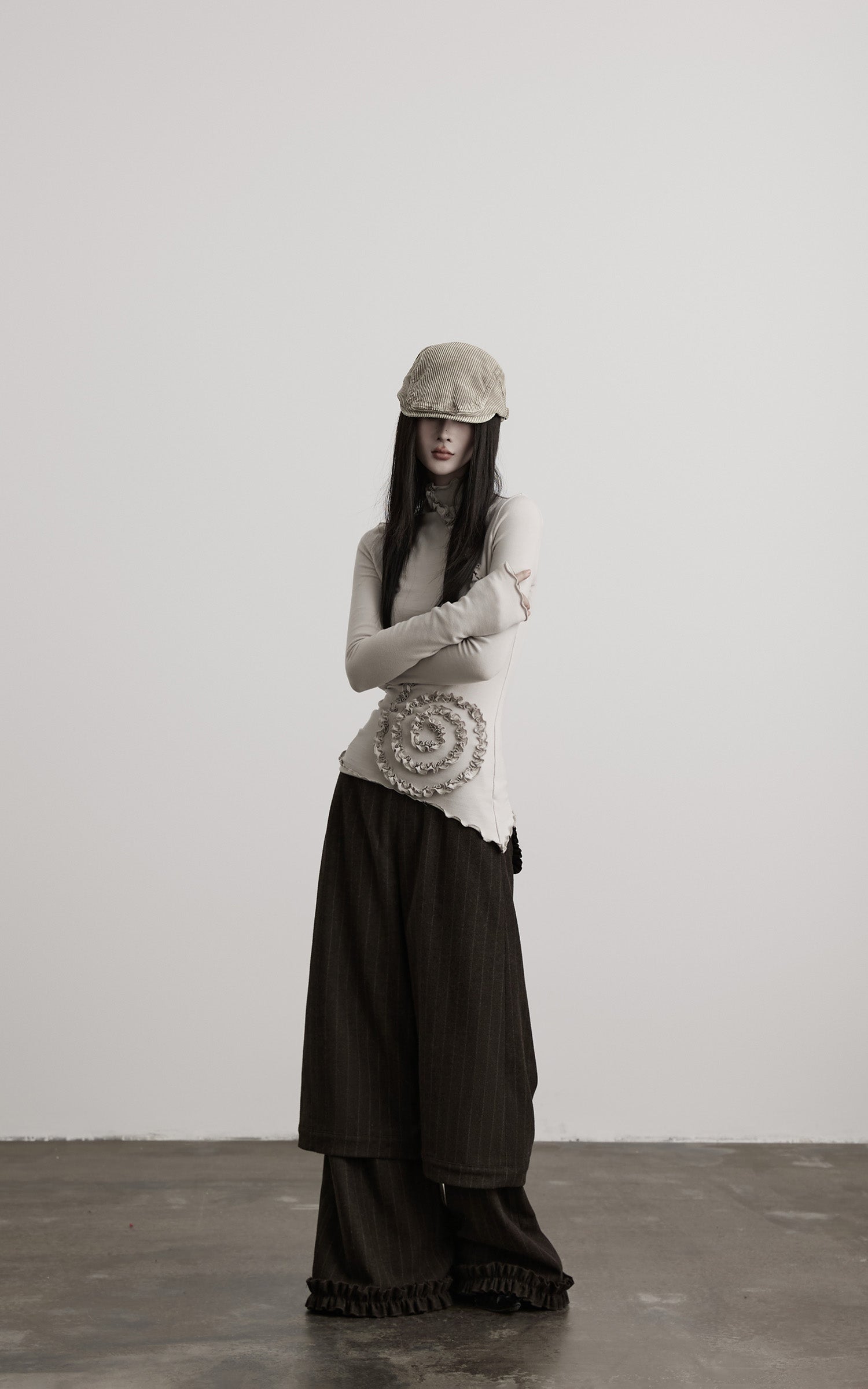 INDULGE Layered Pinstripe Wide-Leg Trousers