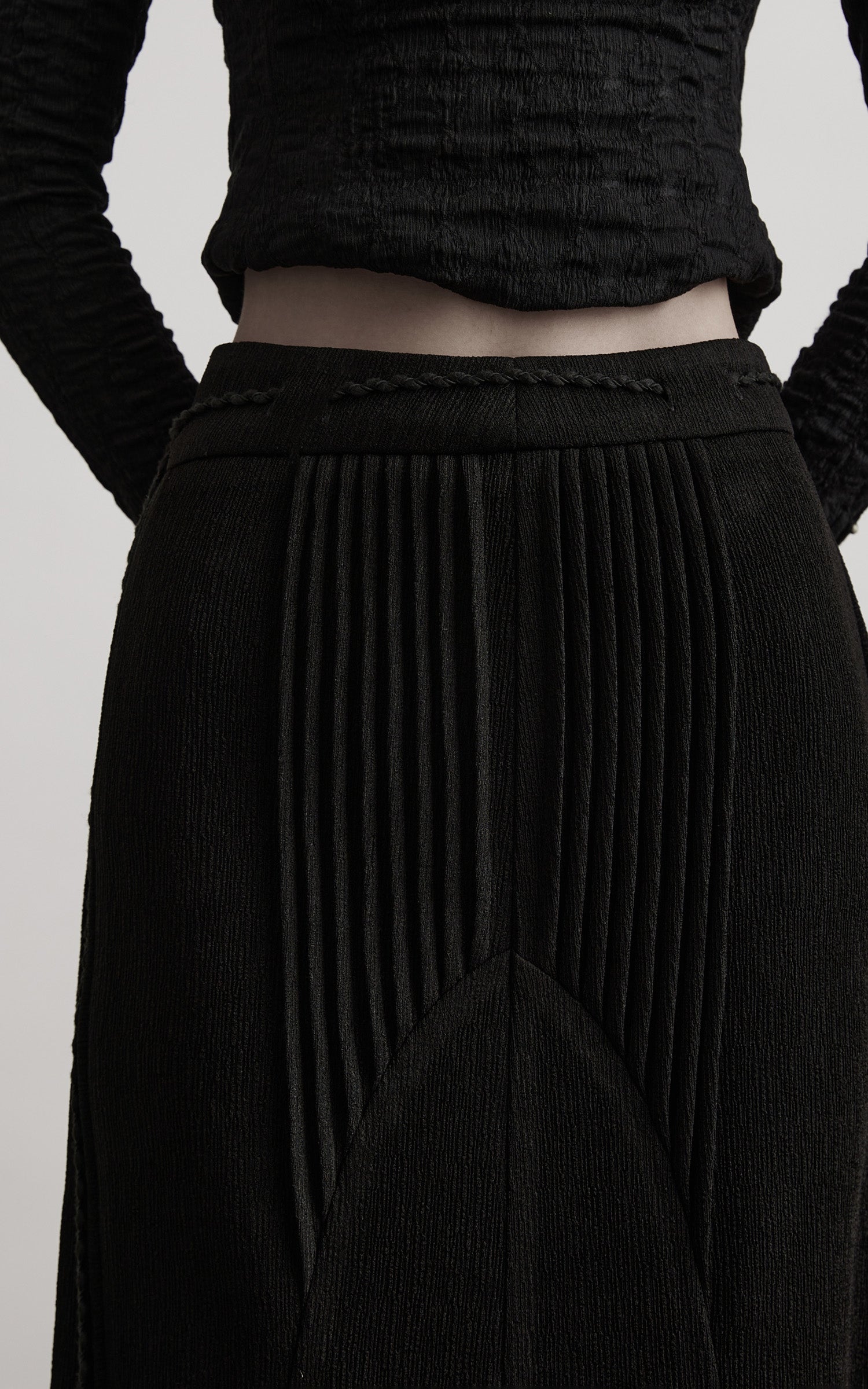 INDULGE Asymmetrical Pleated Long Skirt