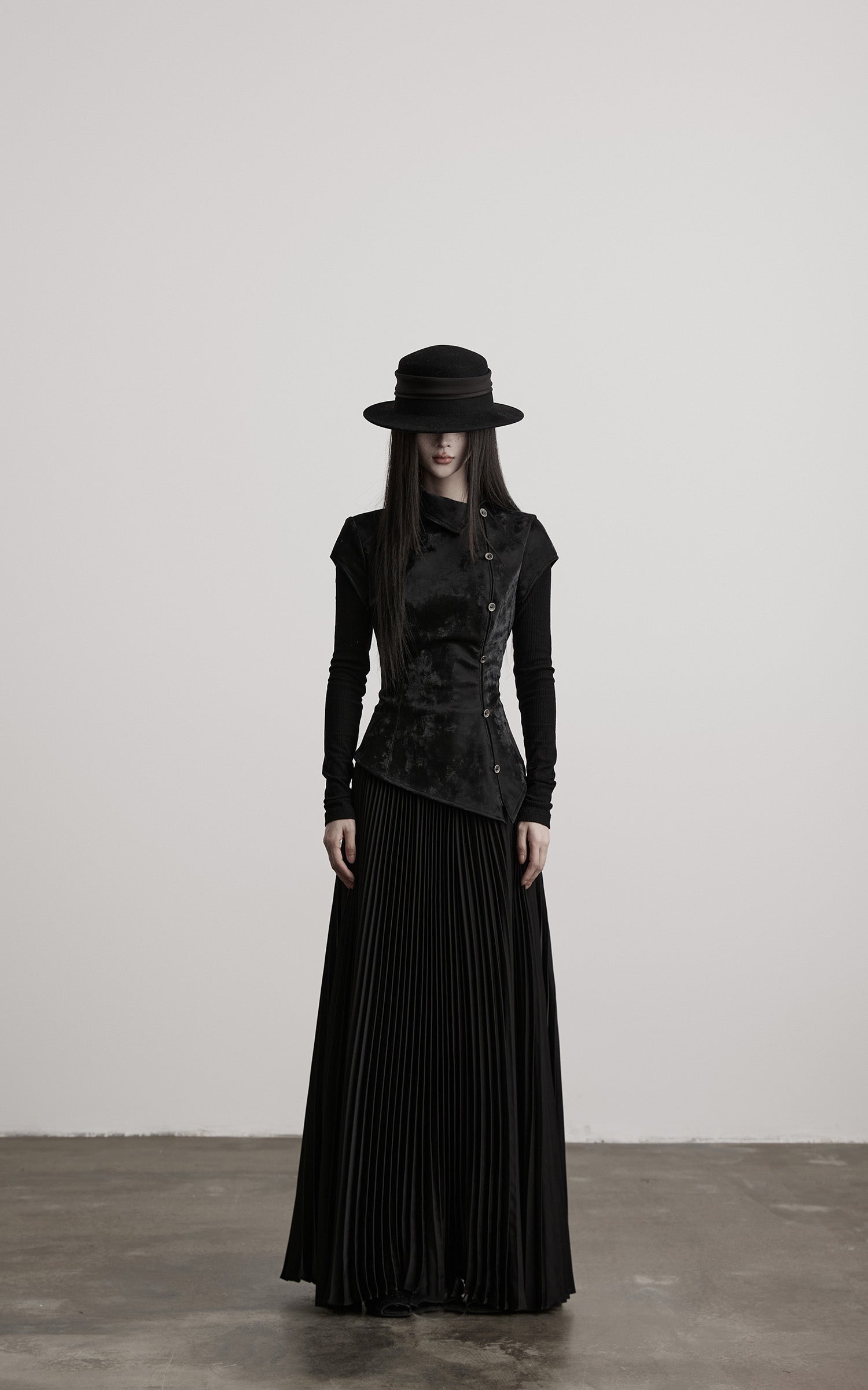 INDULGE Deconstructed High-Neck Pleated Dress