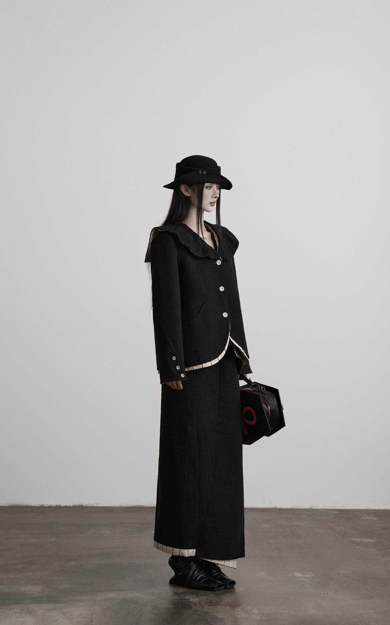 INDULGE Asymmetric Paneled Stripe Deconstructed Maxi Skirt