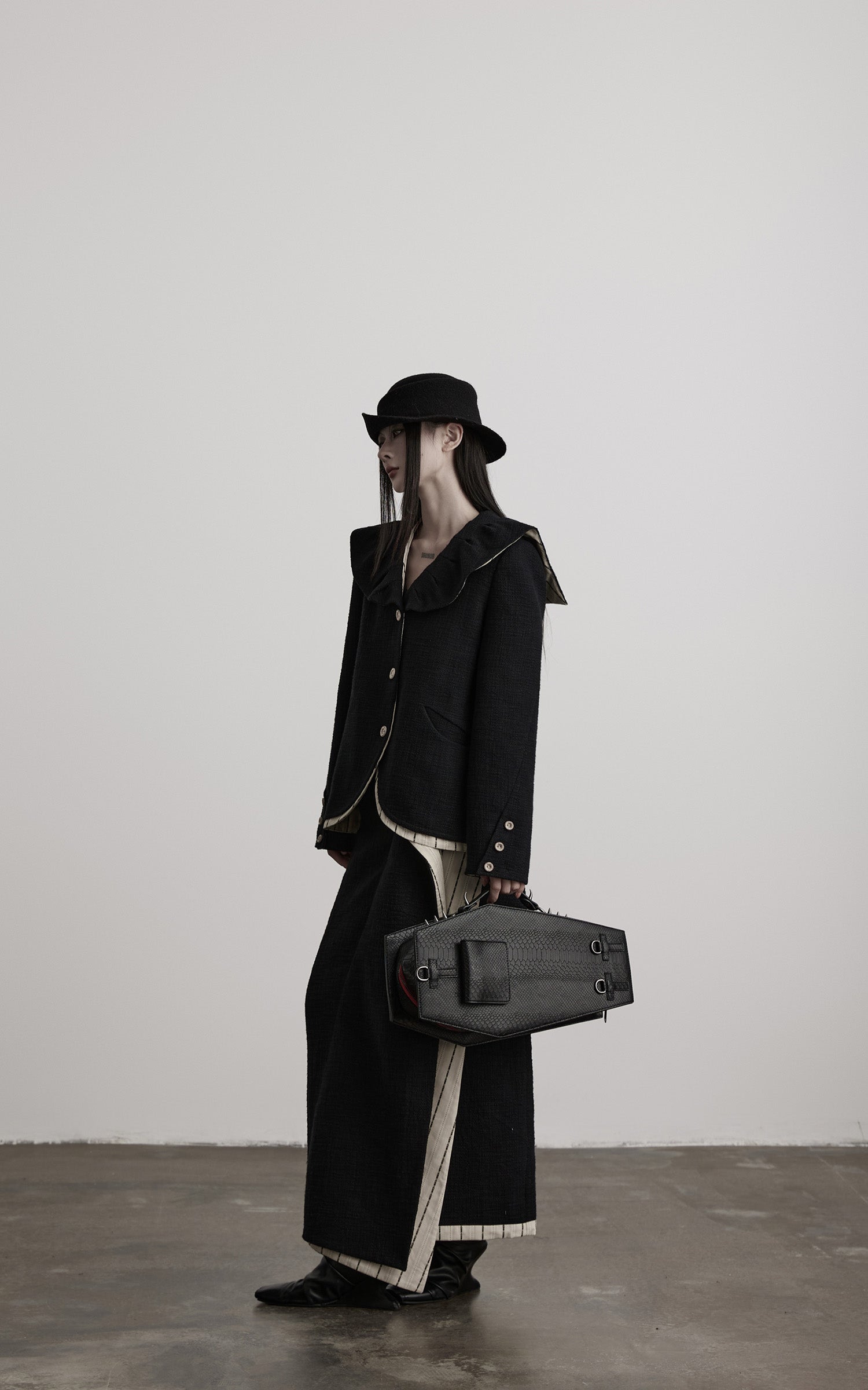 INDULGE Asymmetric Paneled Stripe Deconstructed Maxi Skirt