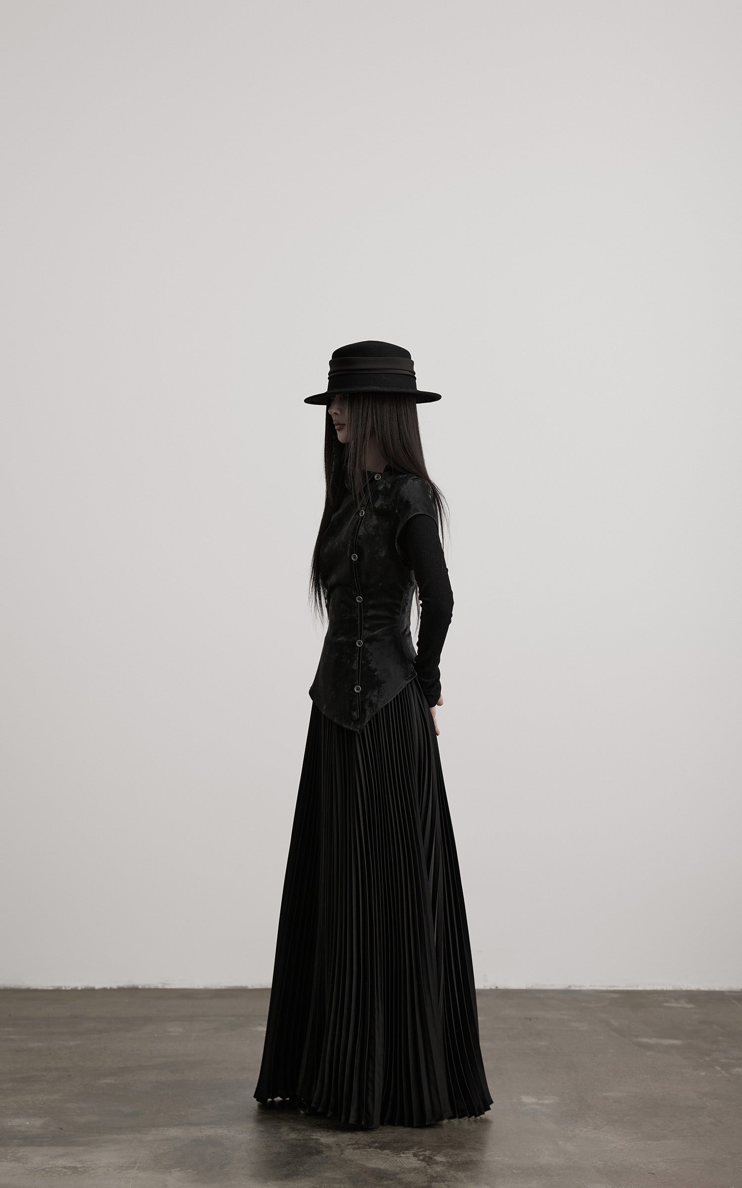 INDULGE Deconstructed High-Neck Pleated Dress