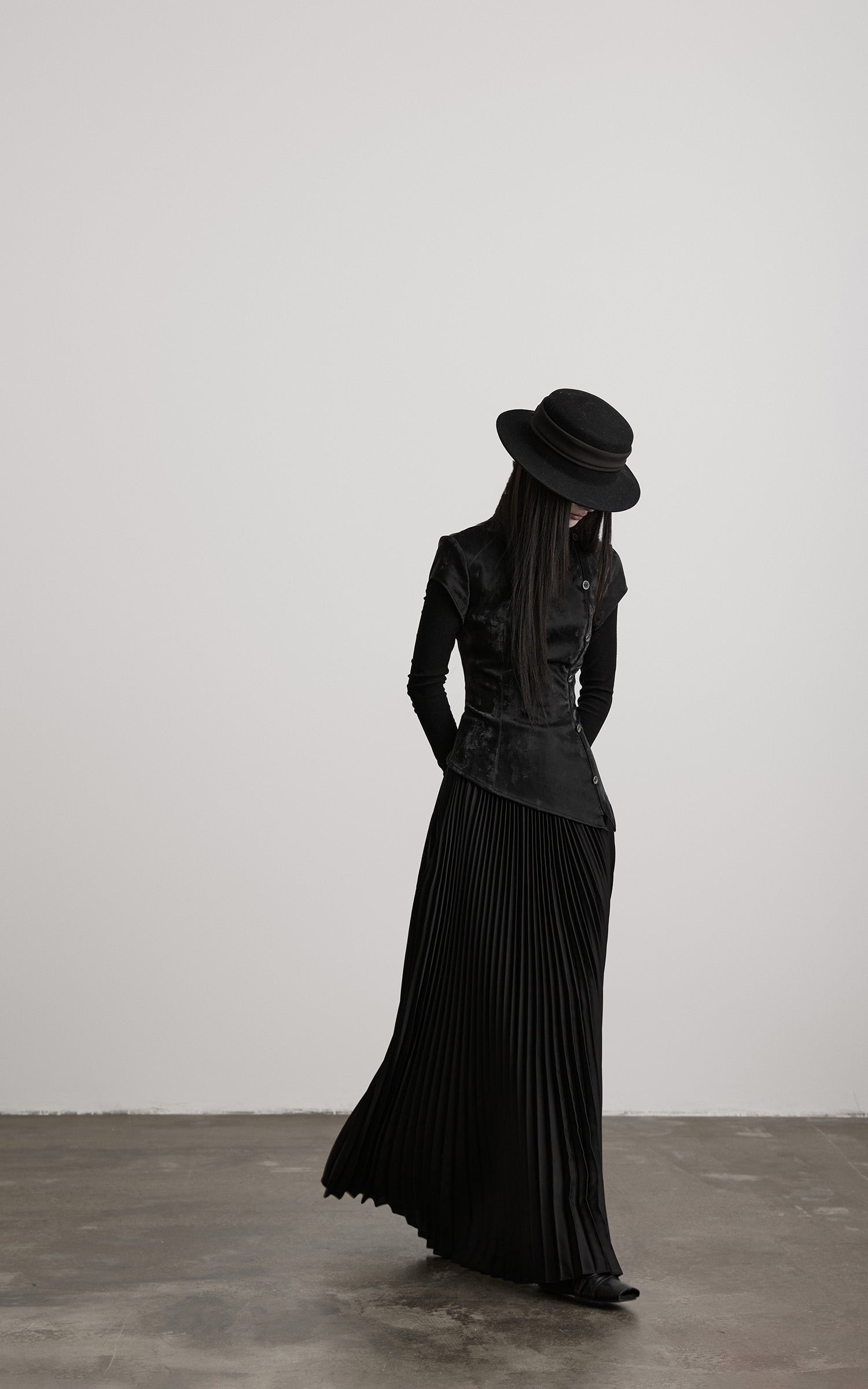 INDULGE Deconstructed High-Neck Pleated Dress