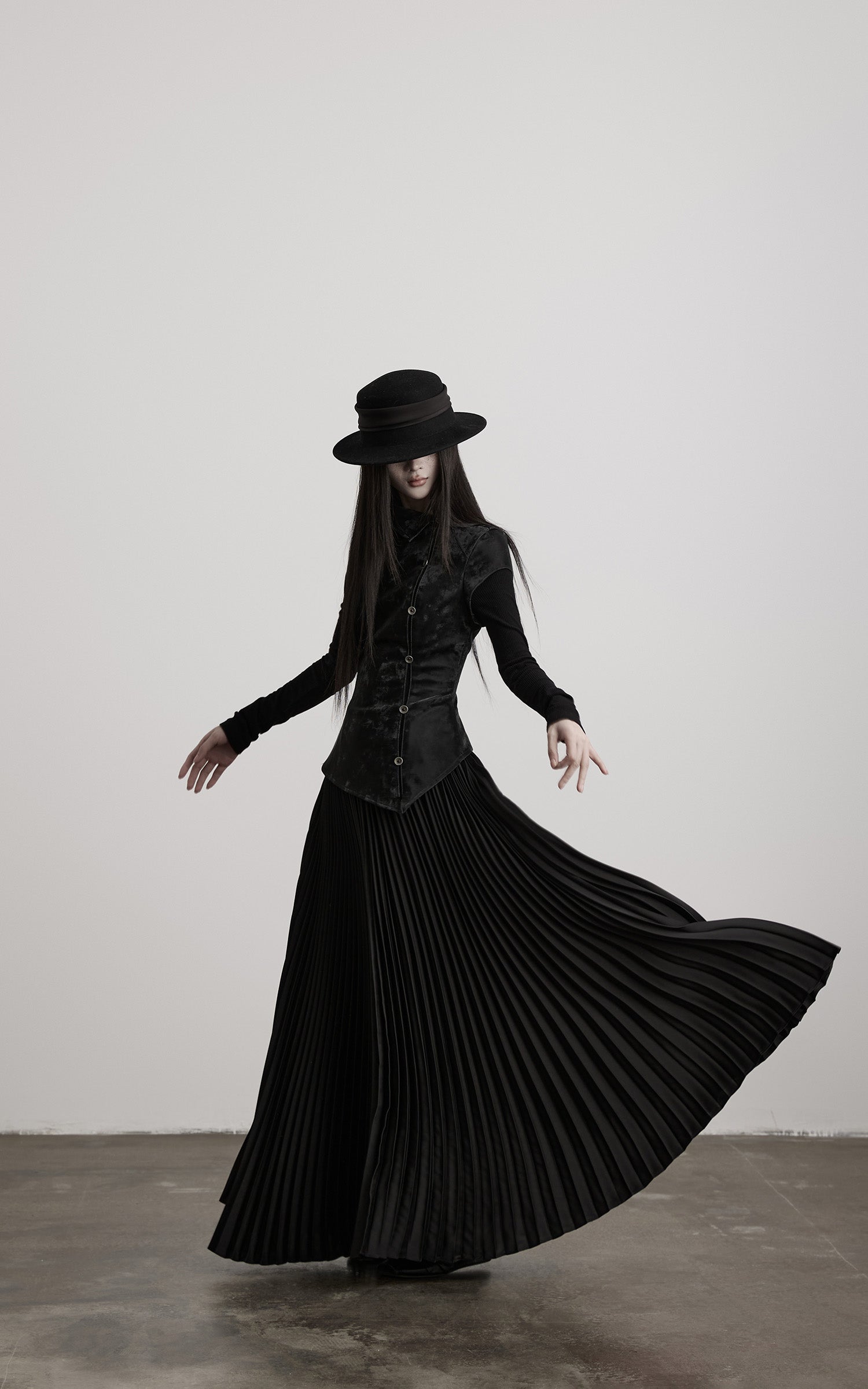 INDULGE Deconstructed High-Neck Pleated Dress
