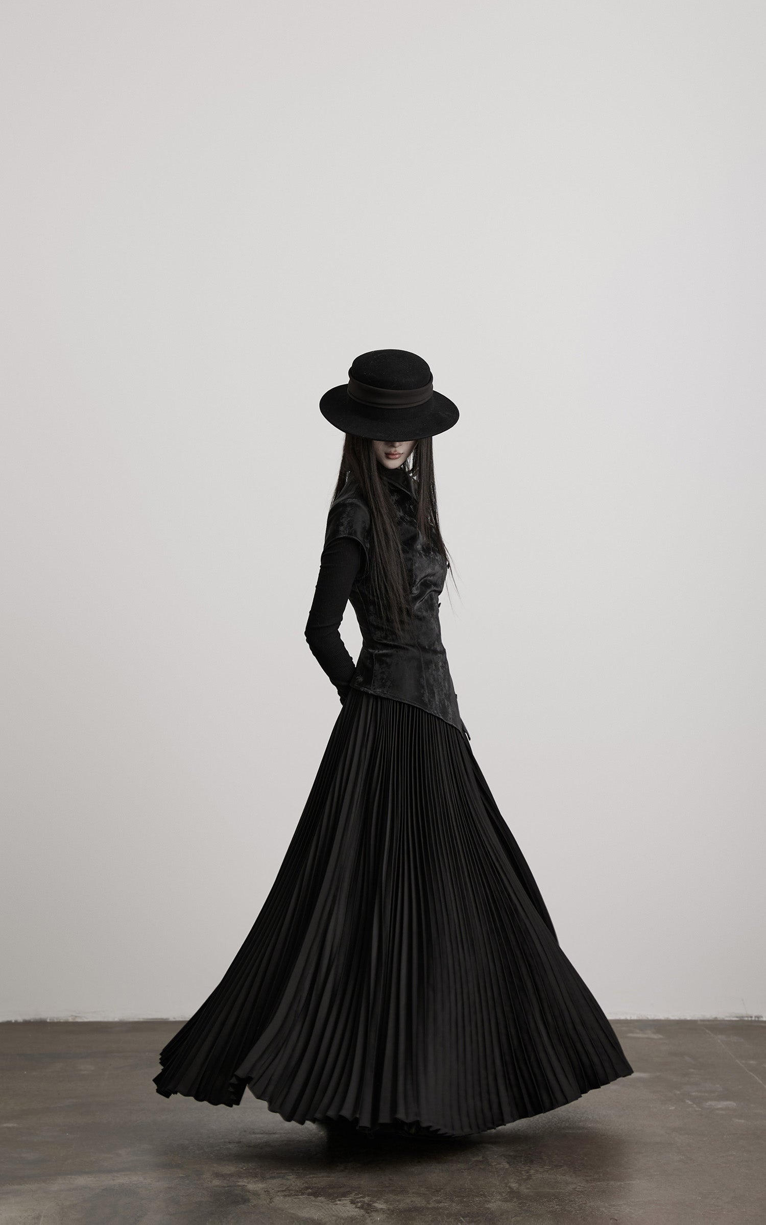 INDULGE Deconstructed High-Neck Pleated Dress