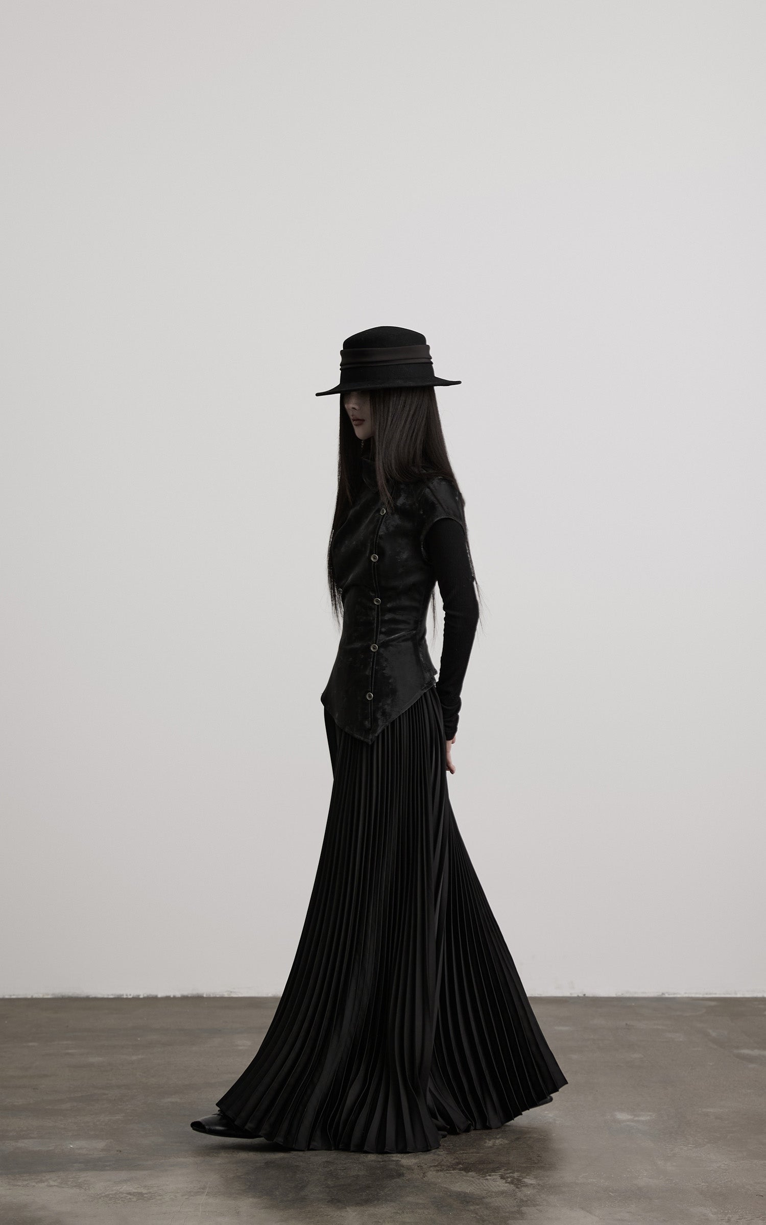 INDULGE Deconstructed High-Neck Pleated Dress