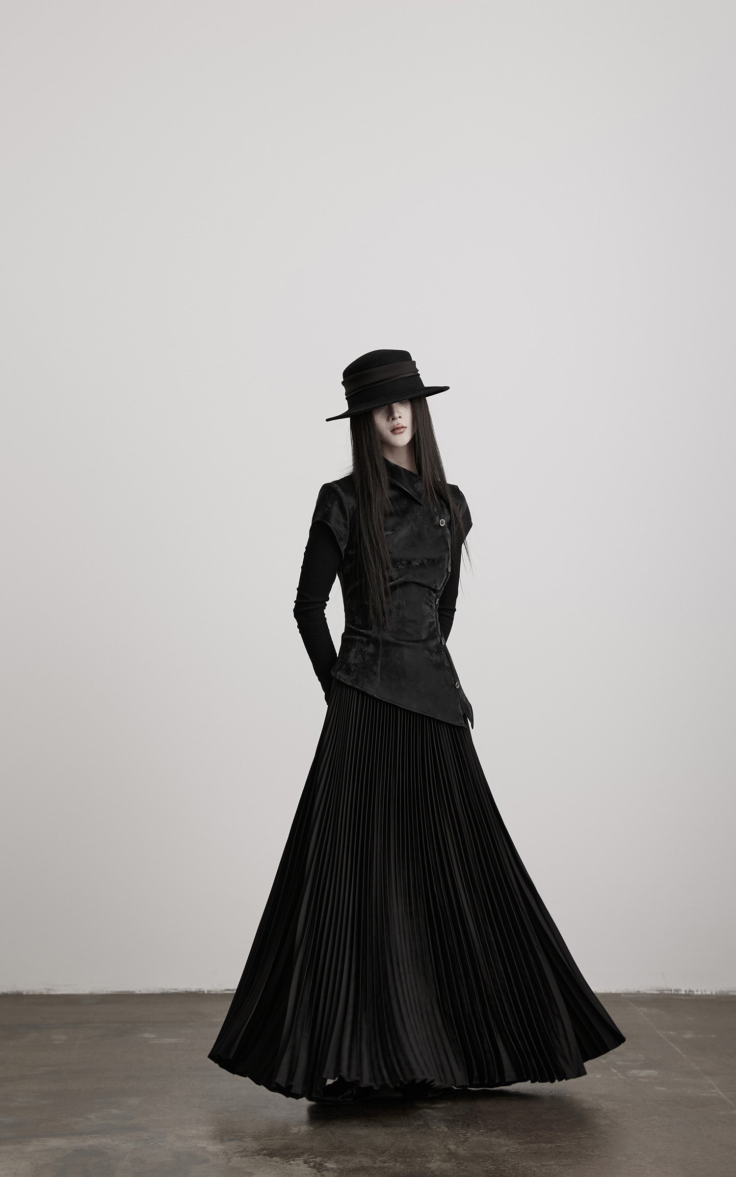 INDULGE Deconstructed High-Neck Pleated Dress