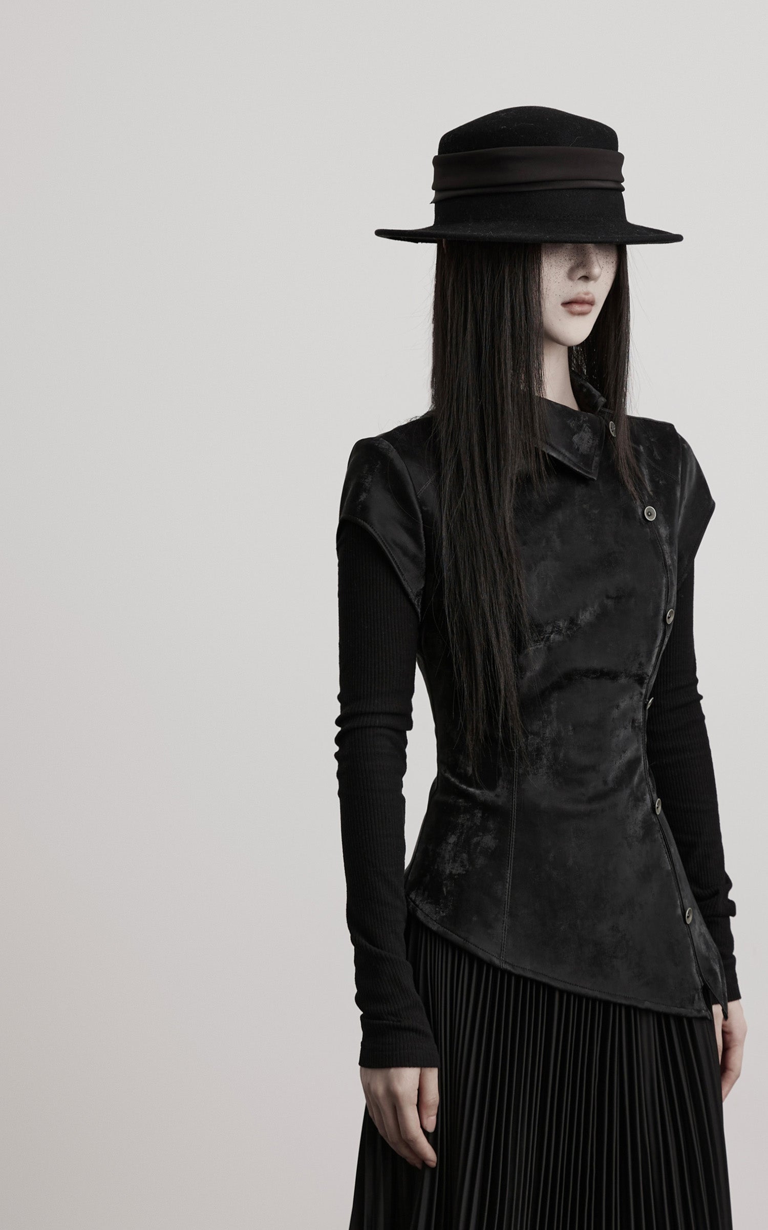 INDULGE Deconstructed High-Neck Pleated Dress