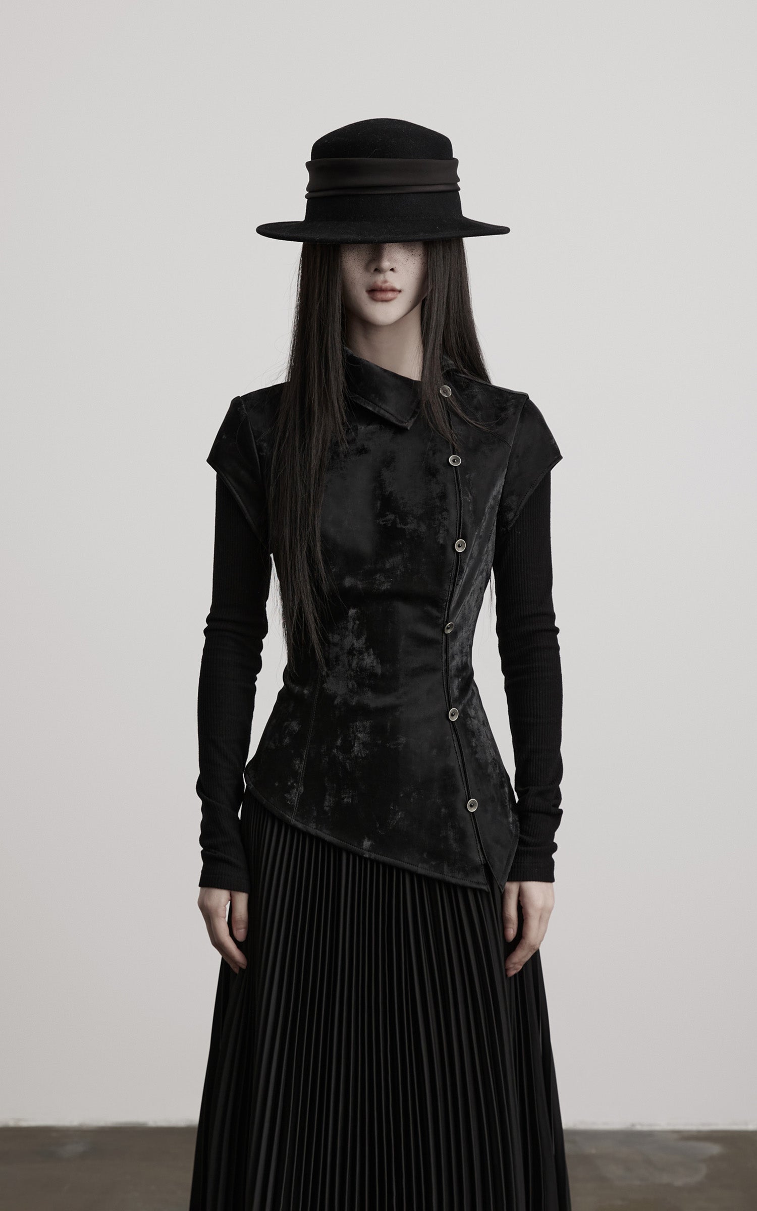 INDULGE Deconstructed High-Neck Pleated Dress