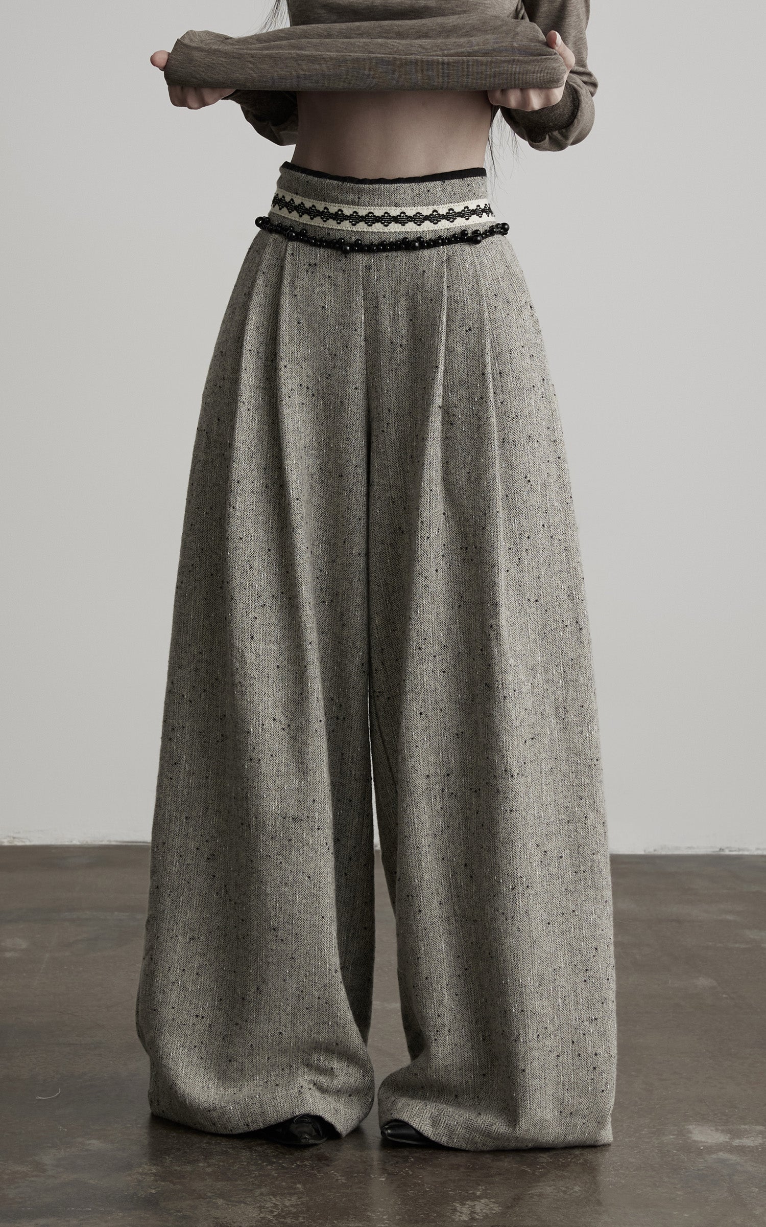 INDULGE Pleated Wide-Leg Trousers