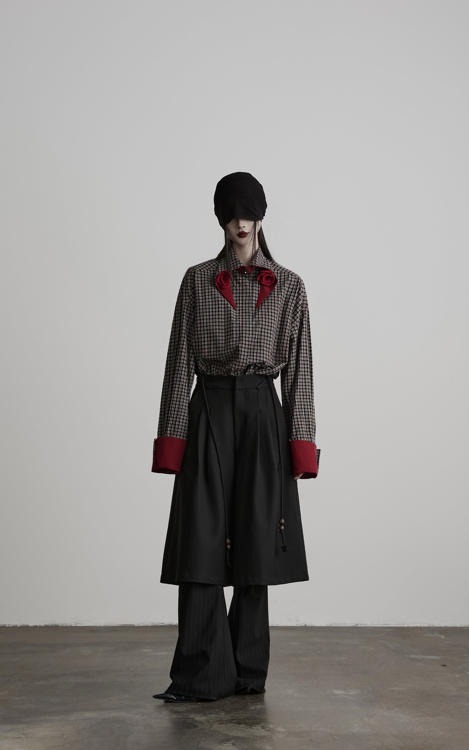 INDULGE Checked Rose Detail Loose Shirt