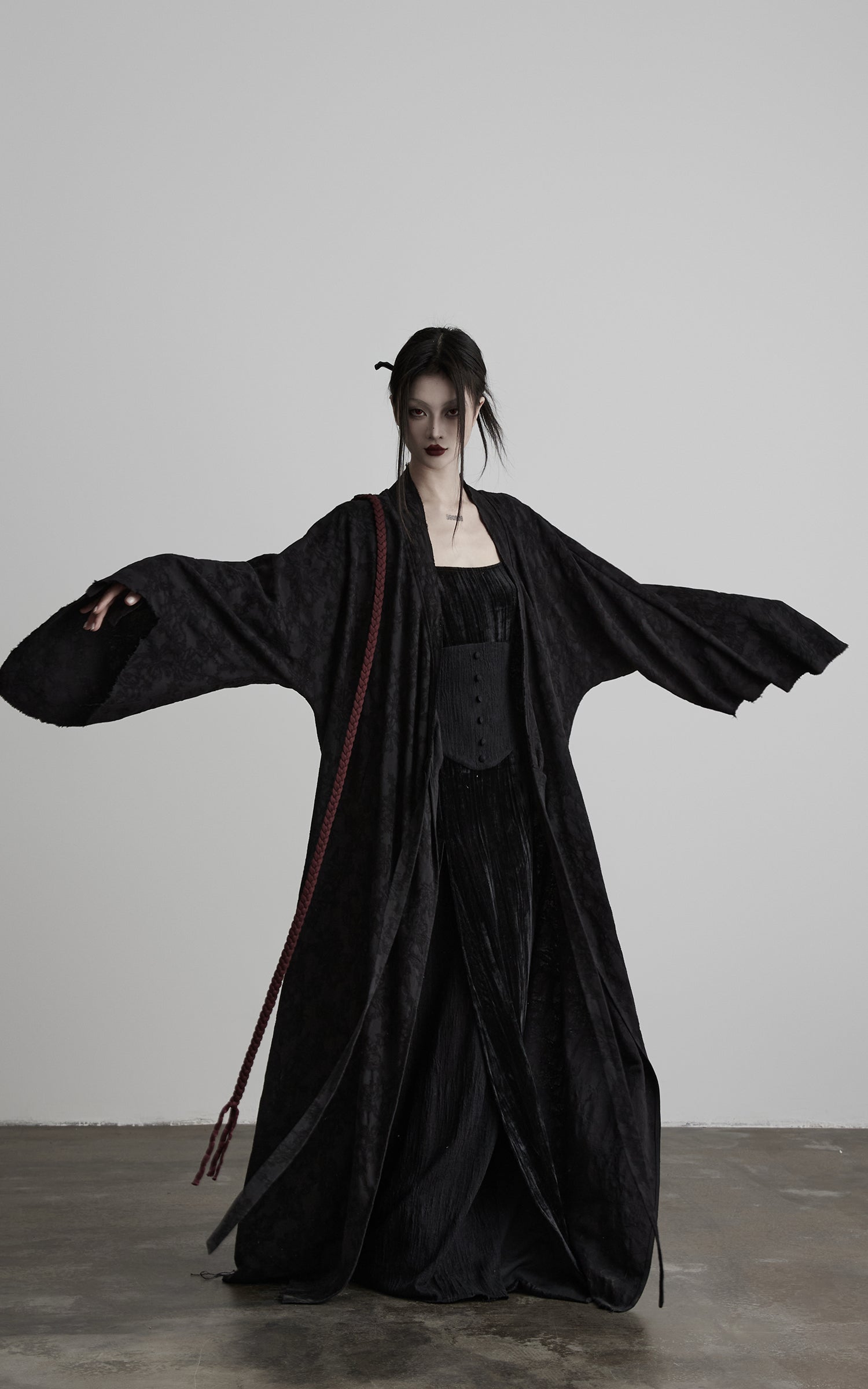 INDULGE Deconstructed Wrap Jacquard Long Knit