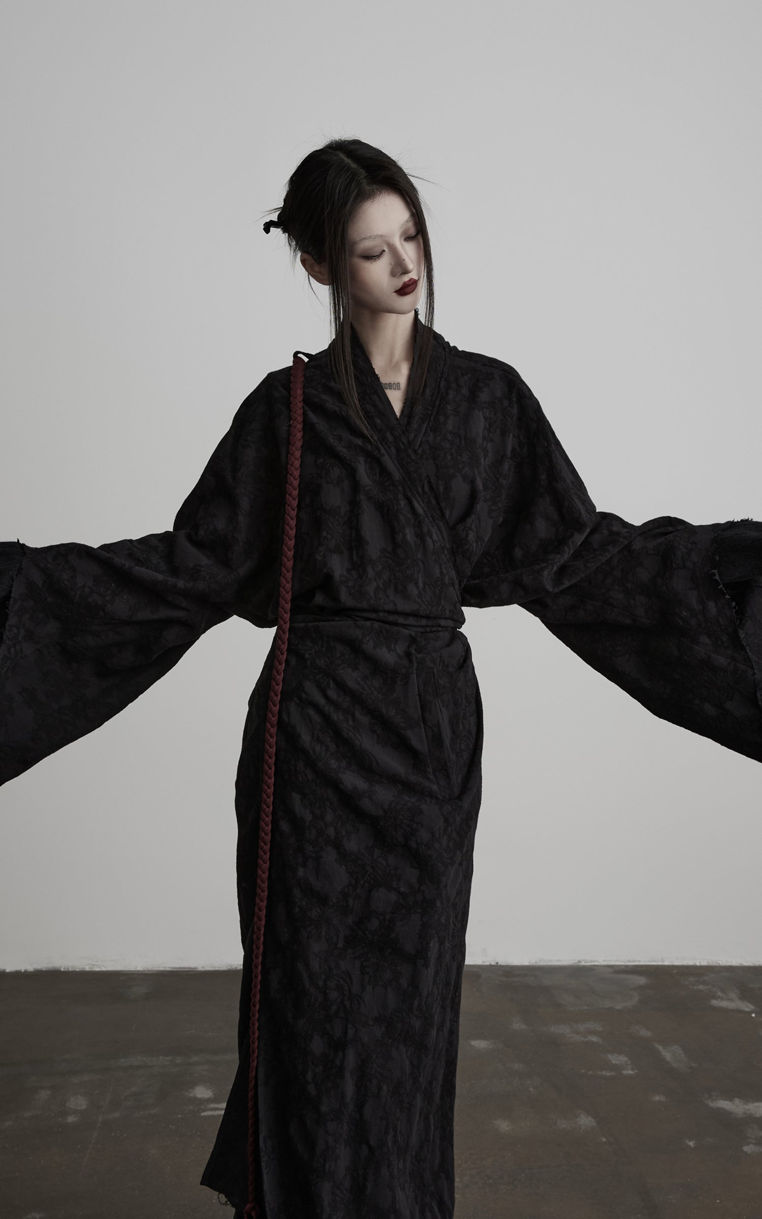 INDULGE Deconstructed Wrap Jacquard Long Knit