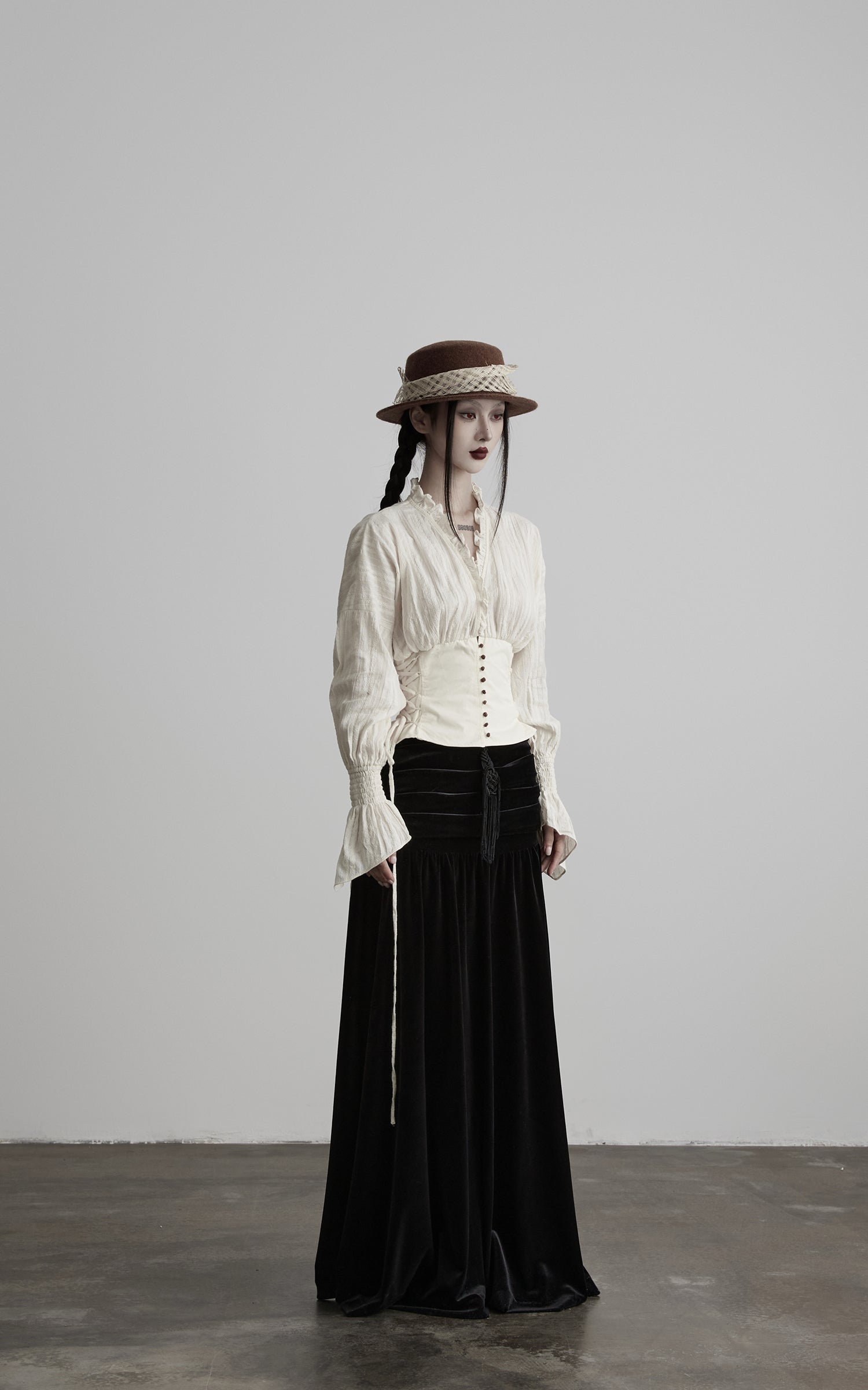 INDULGE Structured Corset-Panel Ruched Shirt