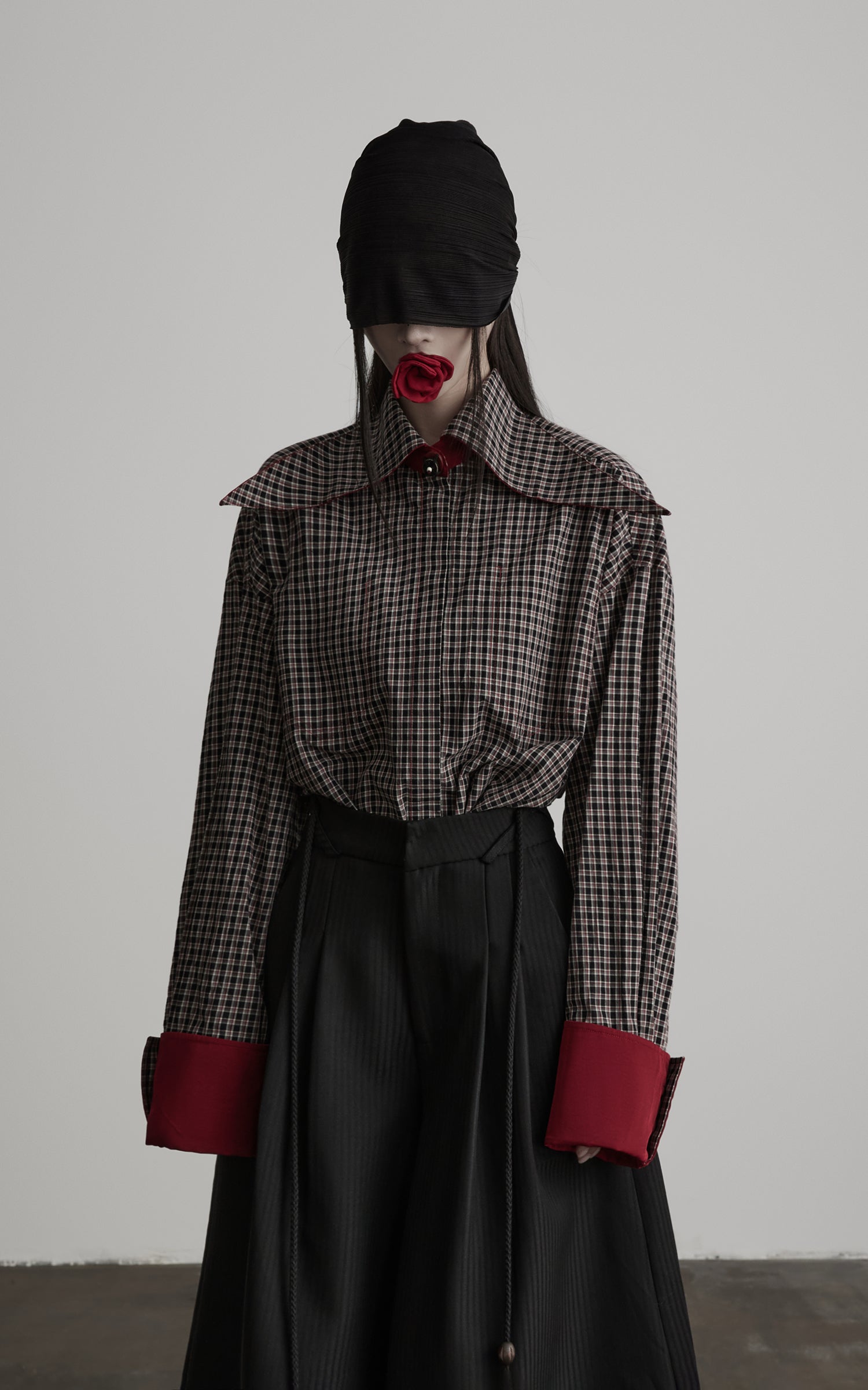 INDULGE Checked Rose Detail Loose Shirt