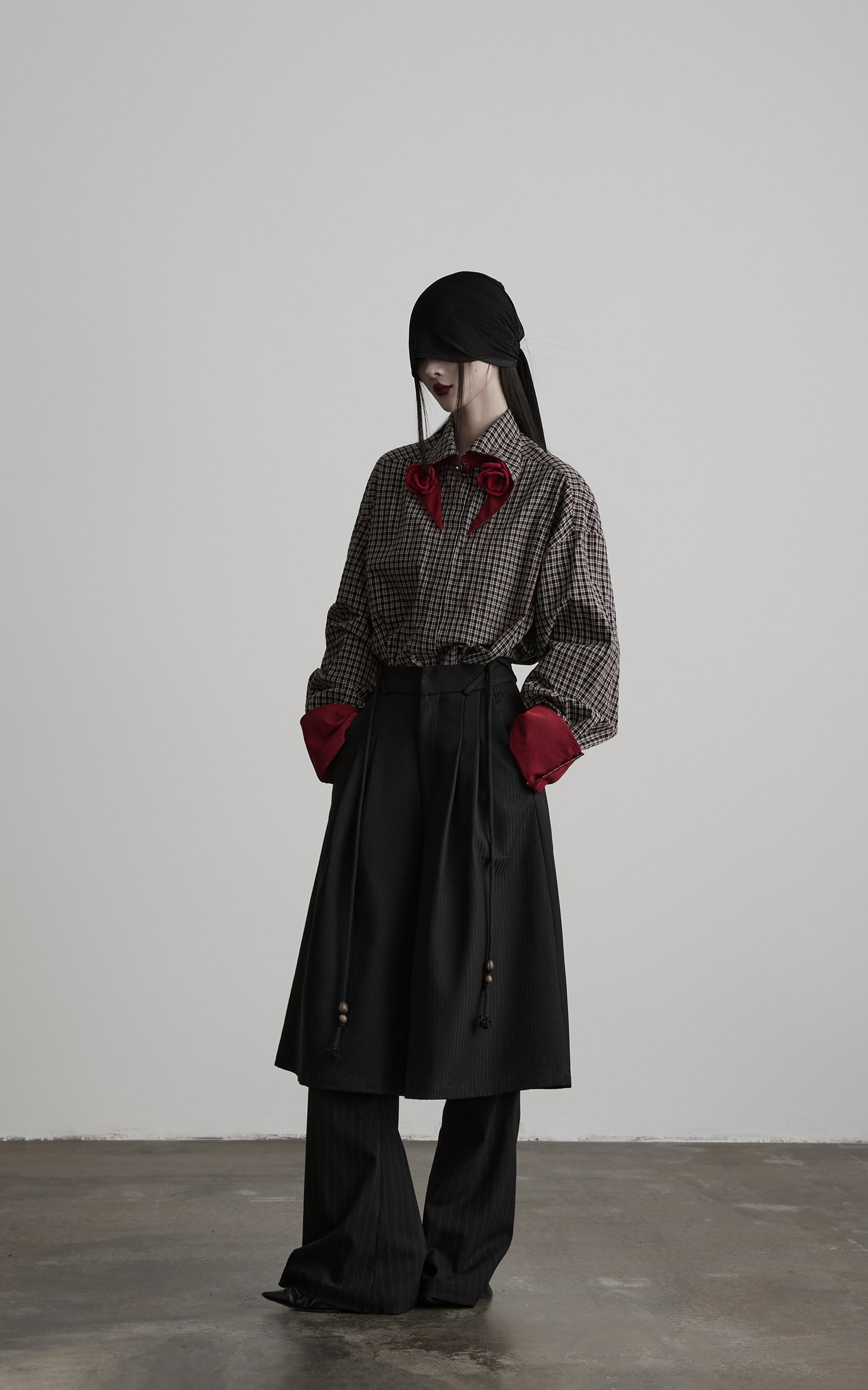 INDULGE Checked Rose Detail Loose Shirt