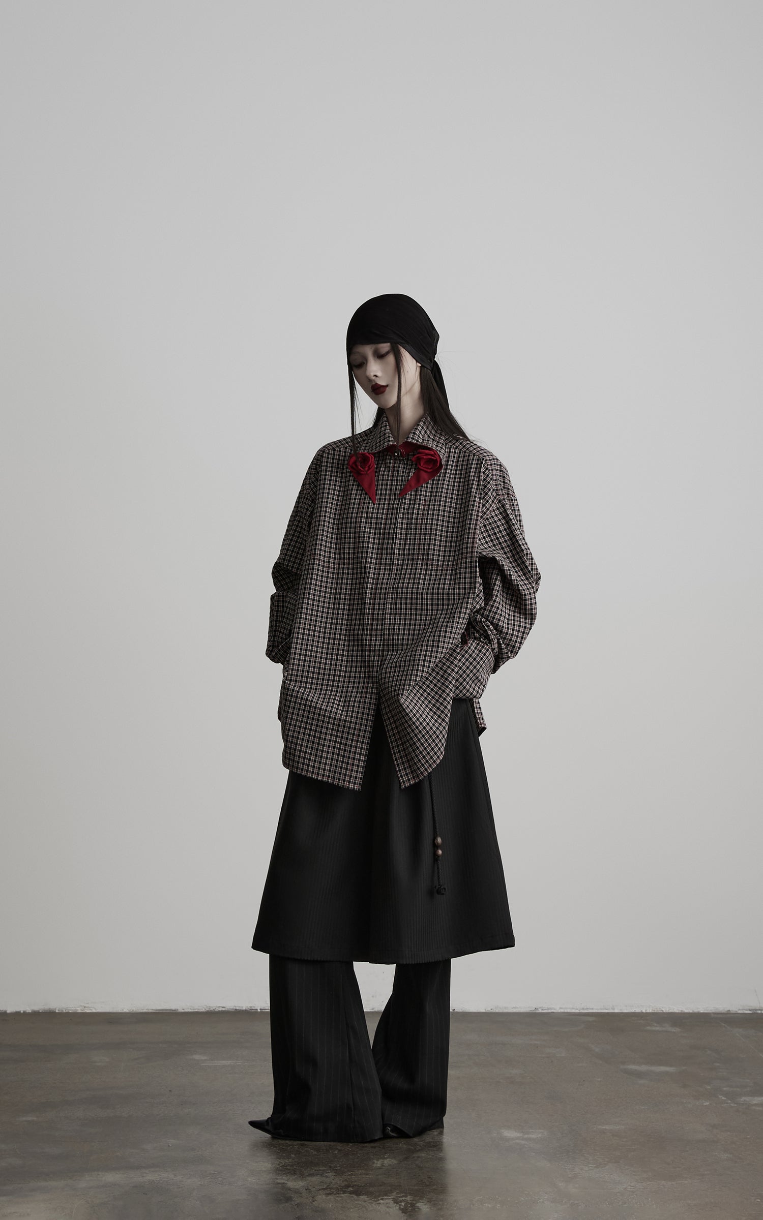 INDULGE Checked Rose Detail Loose Shirt