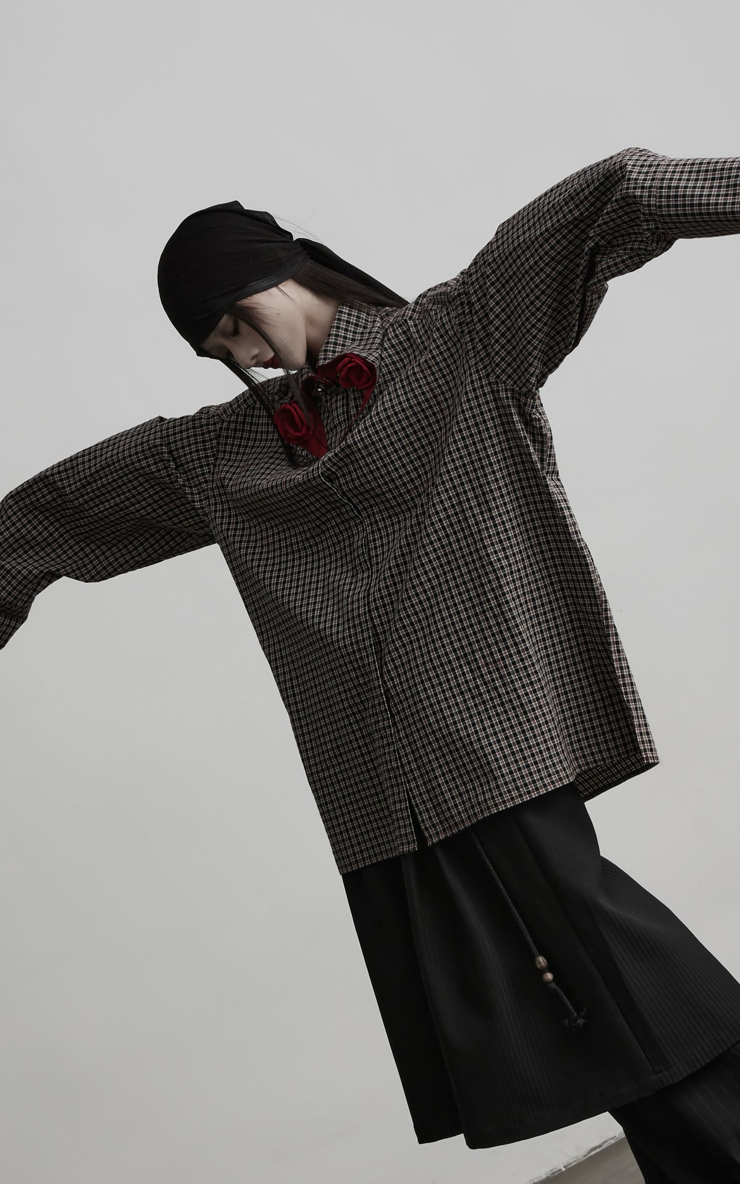 INDULGE Checked Rose Detail Loose Shirt