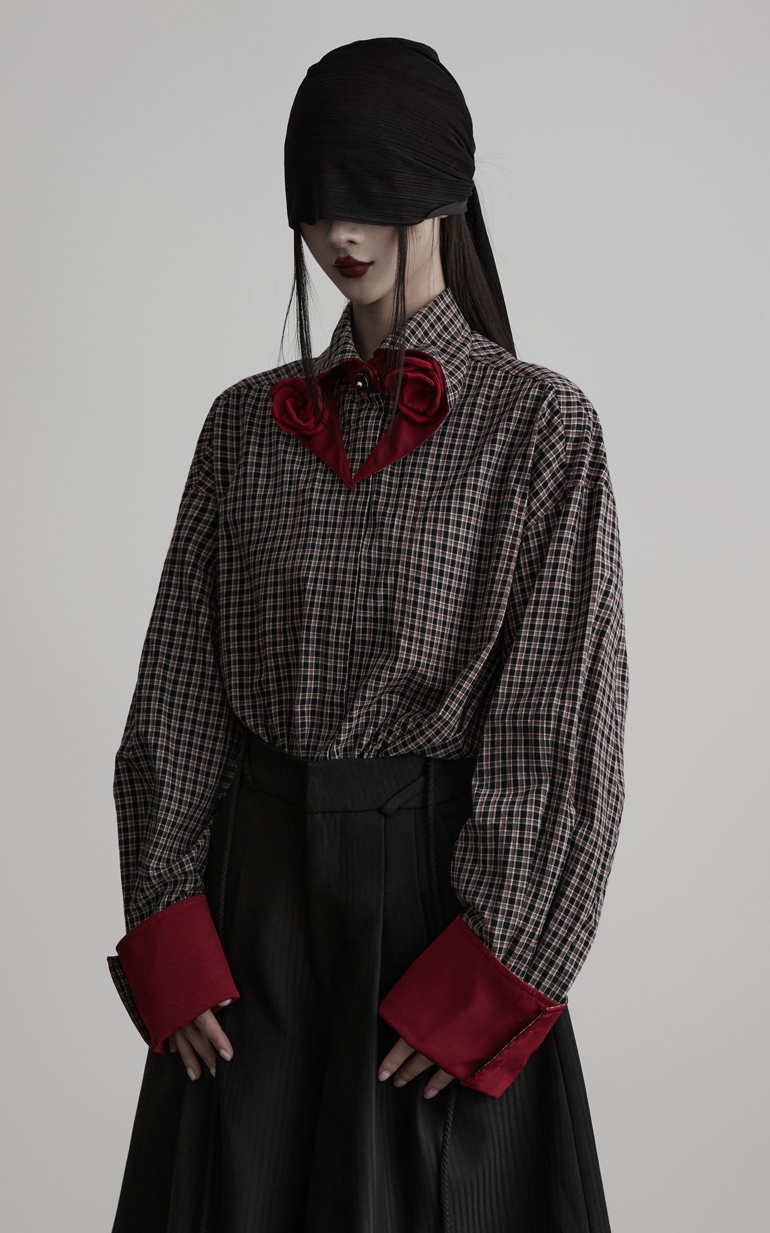 INDULGE Checked Rose Detail Loose Shirt