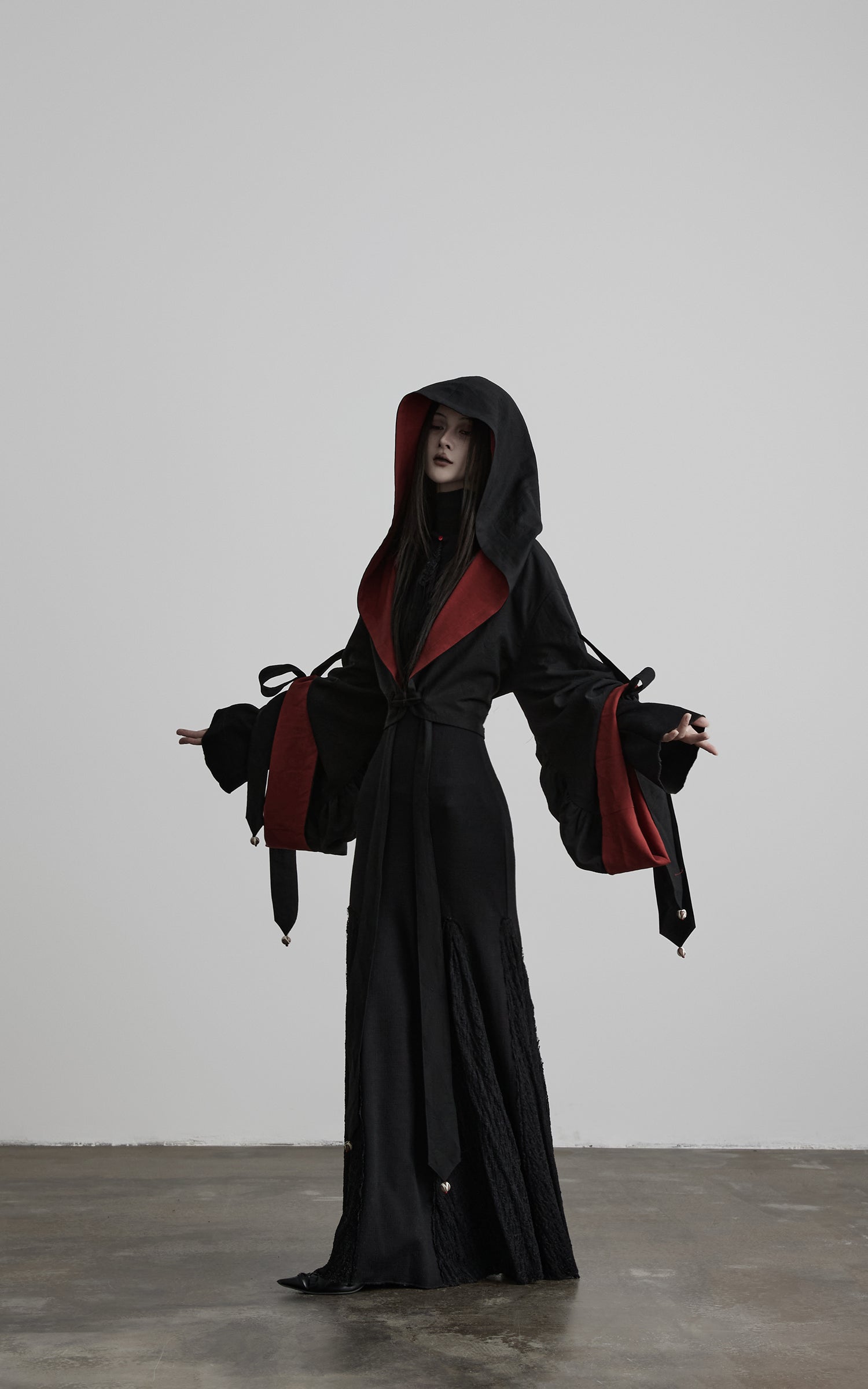 INDULGE Reversible Two-Tone Hooded Tie-Detail Jacket