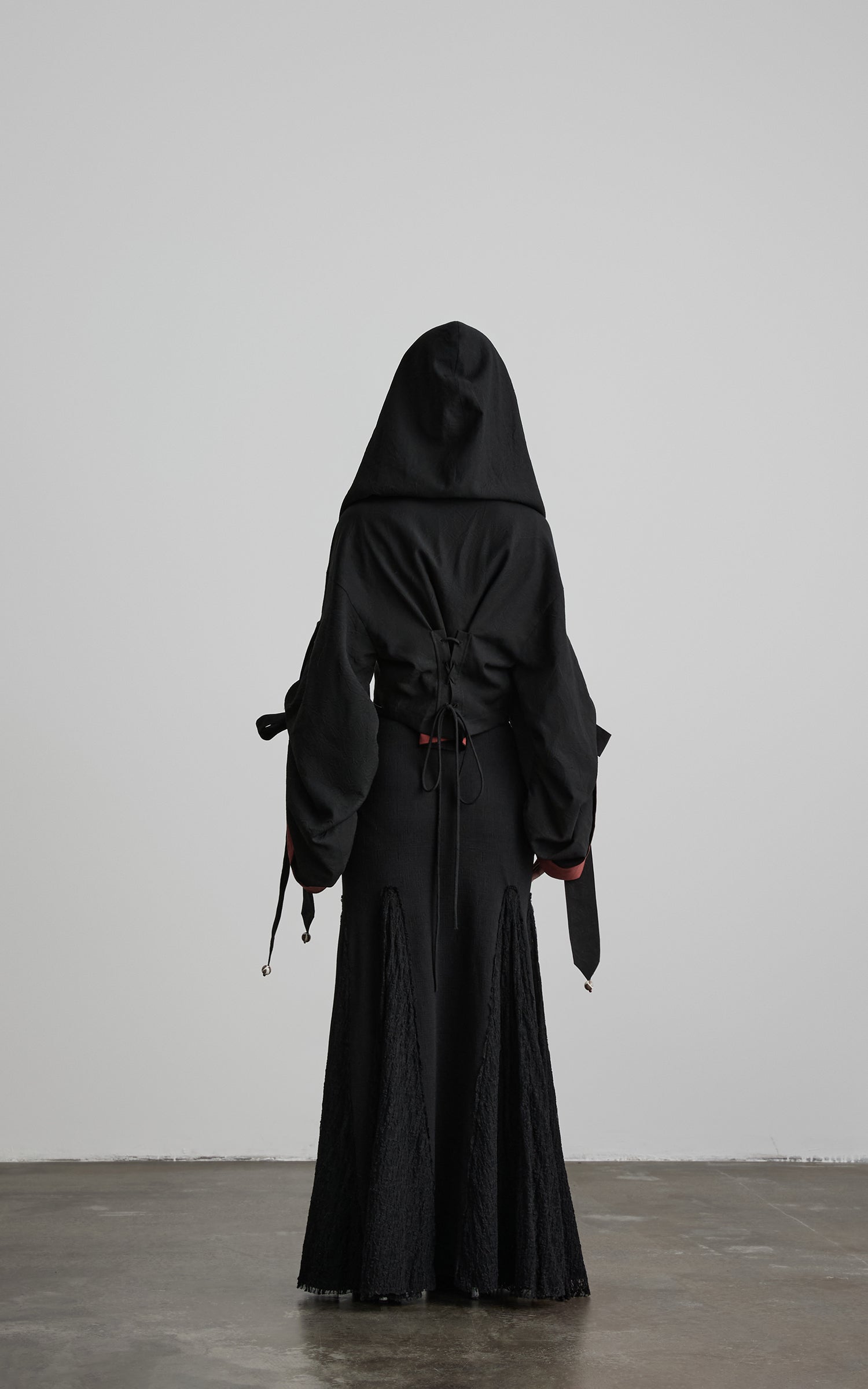 INDULGE Reversible Two-Tone Hooded Tie-Detail Jacket