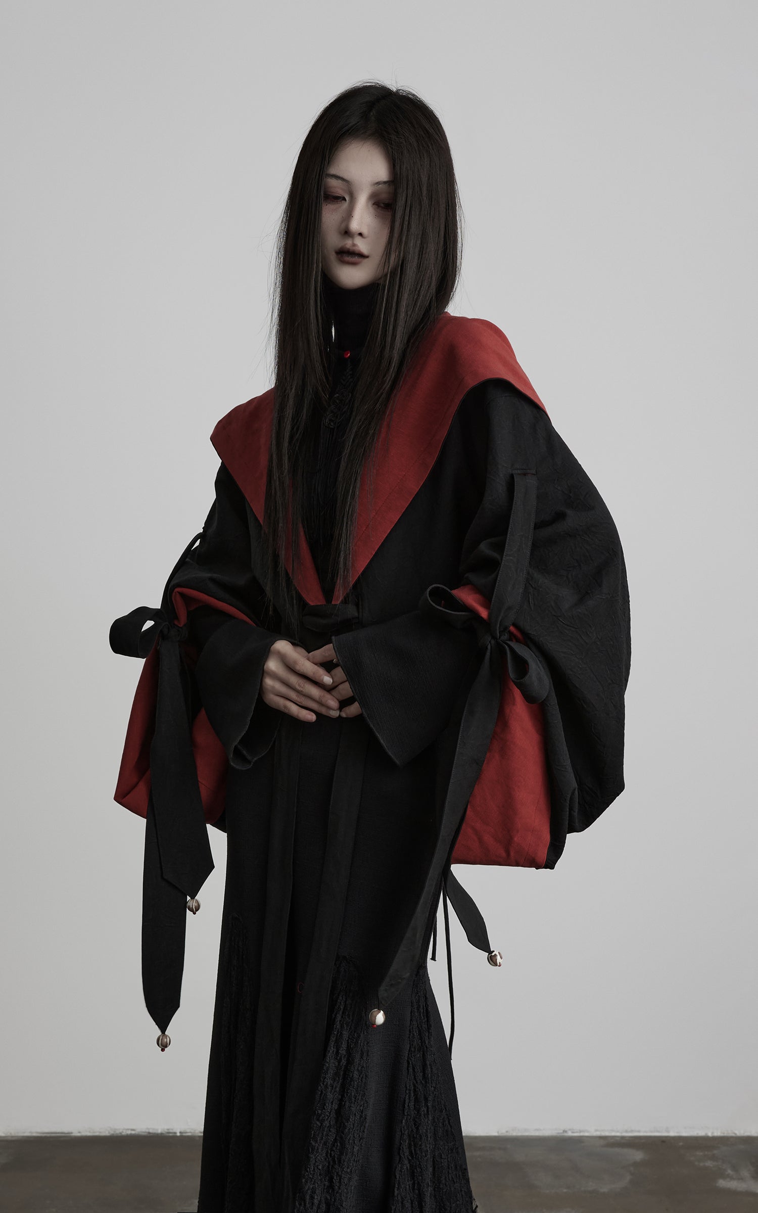 INDULGE Reversible Two-Tone Hooded Tie-Detail Jacket