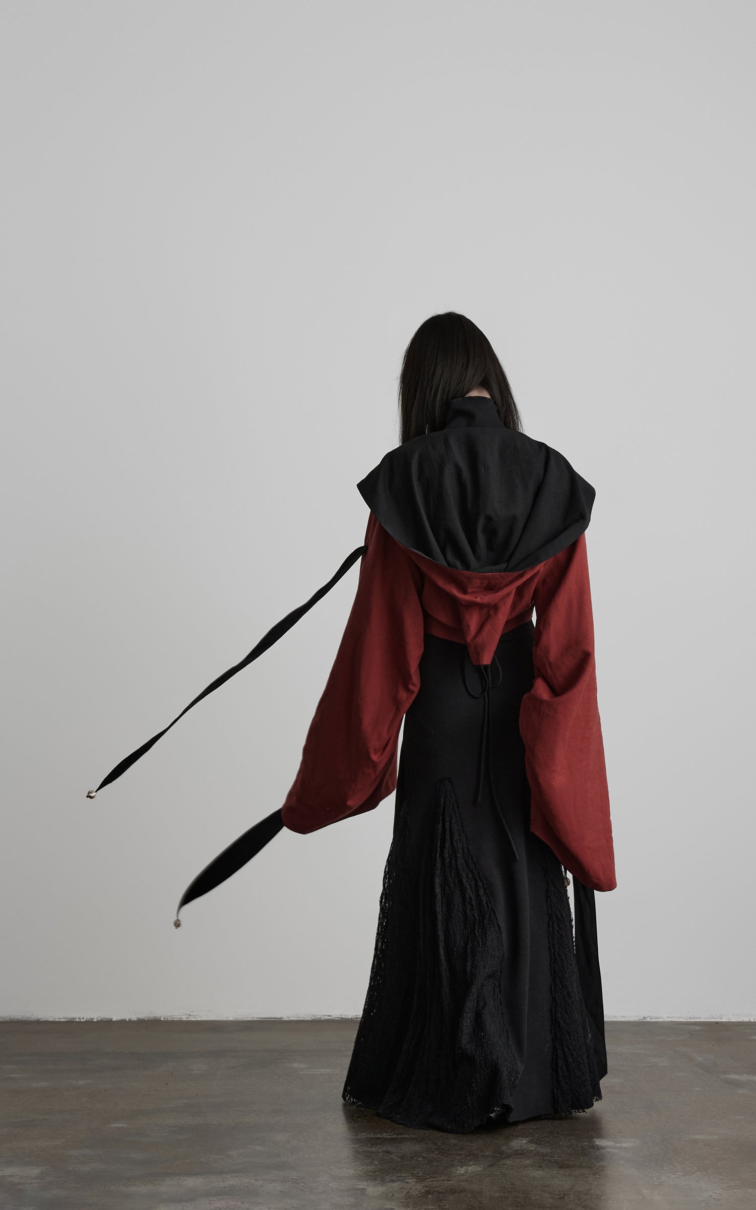 INDULGE Reversible Two-Tone Hooded Tie-Detail Jacket