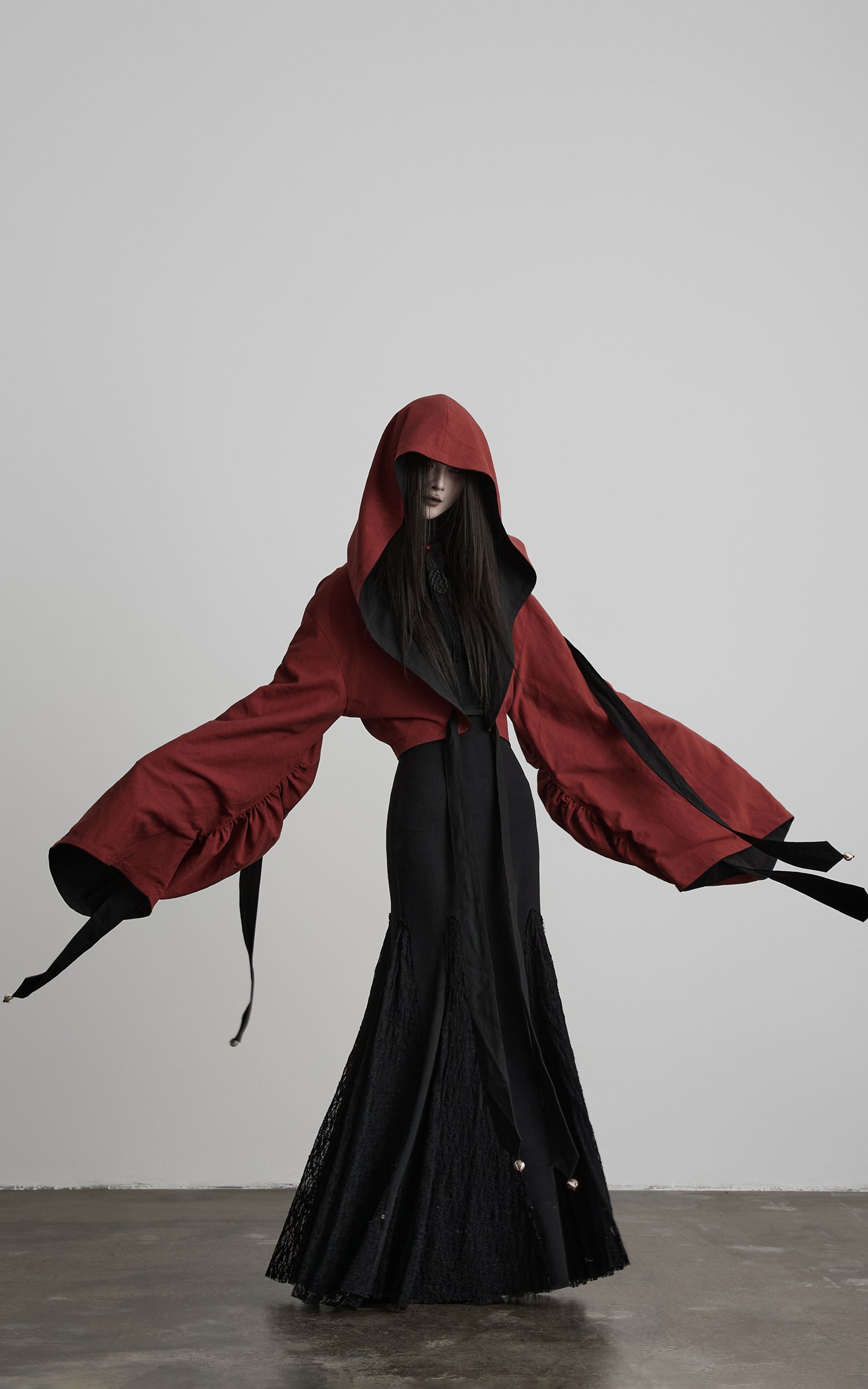 INDULGE Reversible Two-Tone Hooded Tie-Detail Jacket