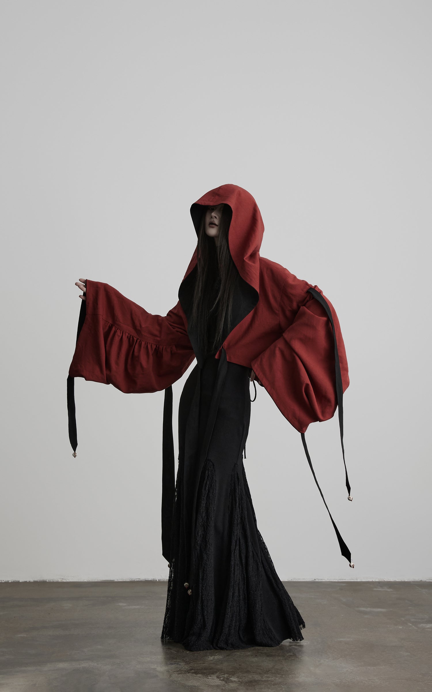 INDULGE Reversible Two-Tone Hooded Tie-Detail Jacket