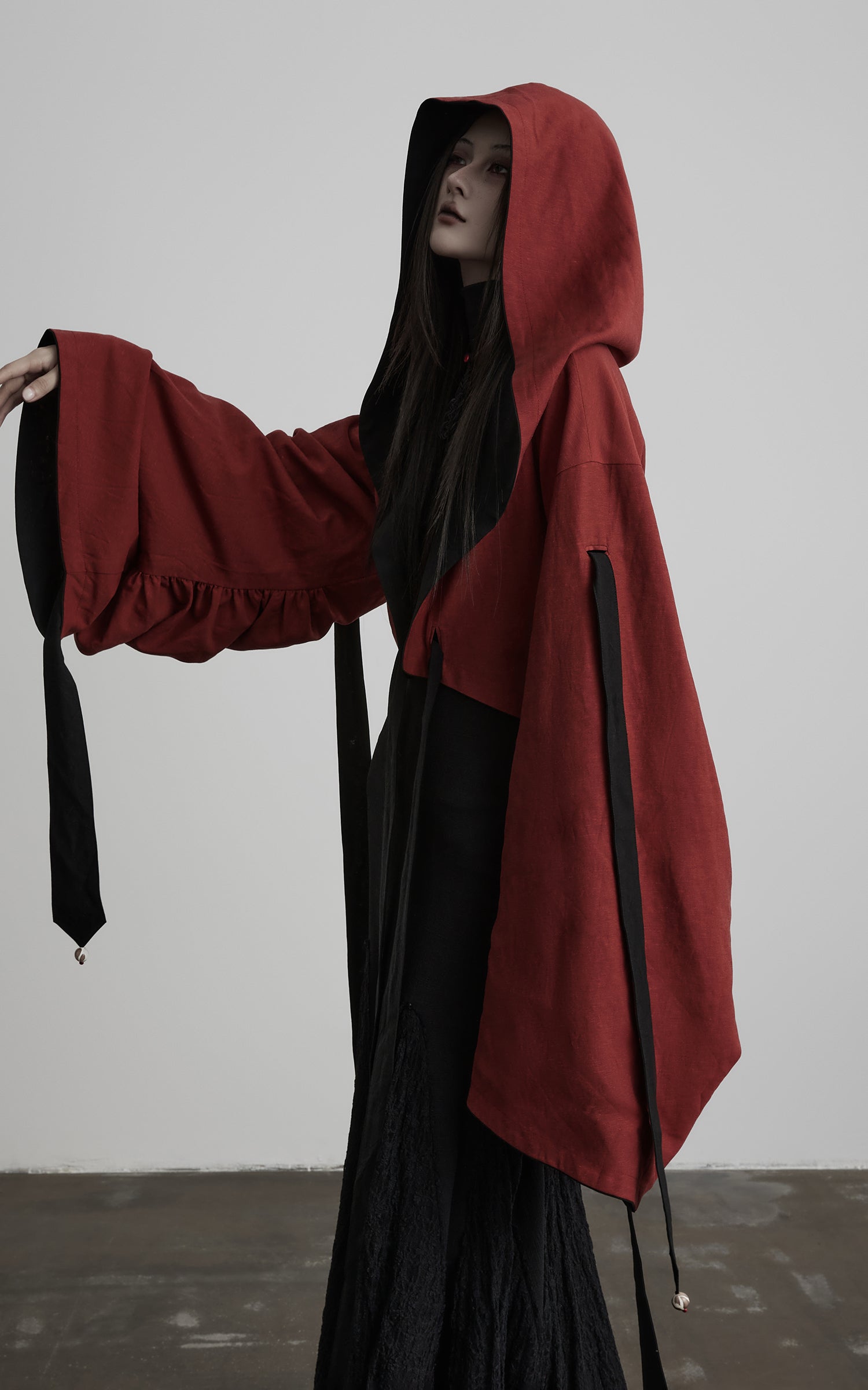 INDULGE Reversible Two-Tone Hooded Tie-Detail Jacket