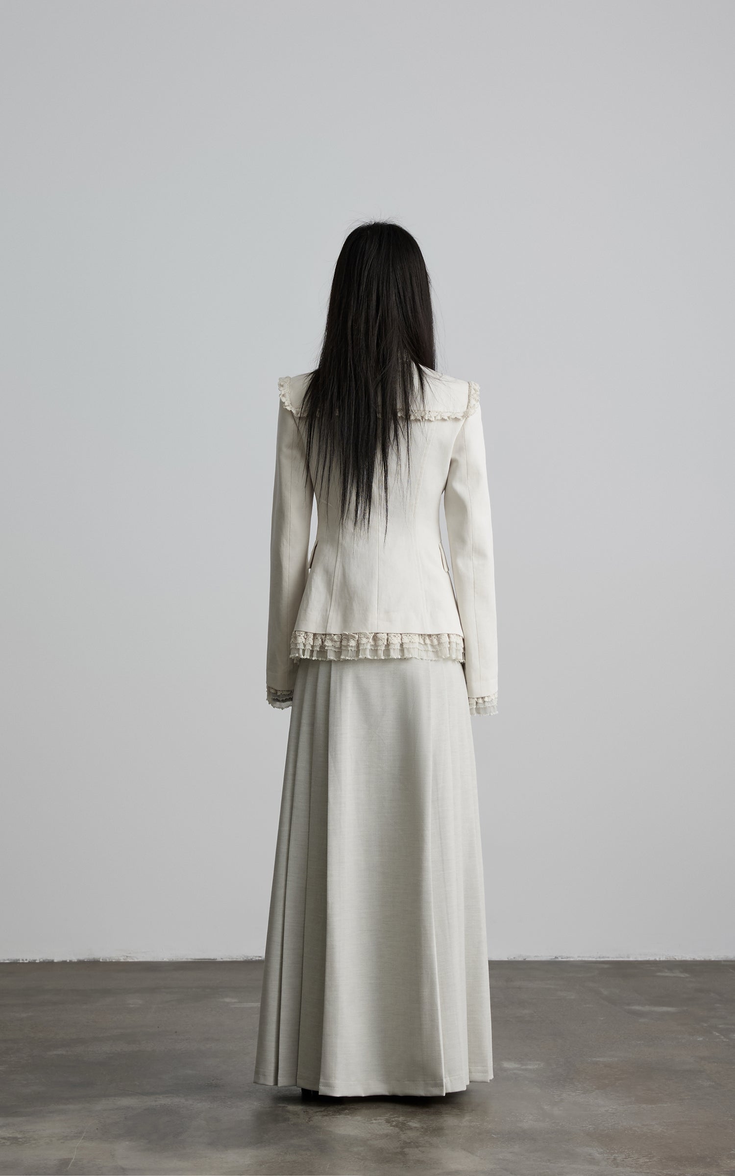 INDULGE Lace-Trim High-Neck Fitted Jacket