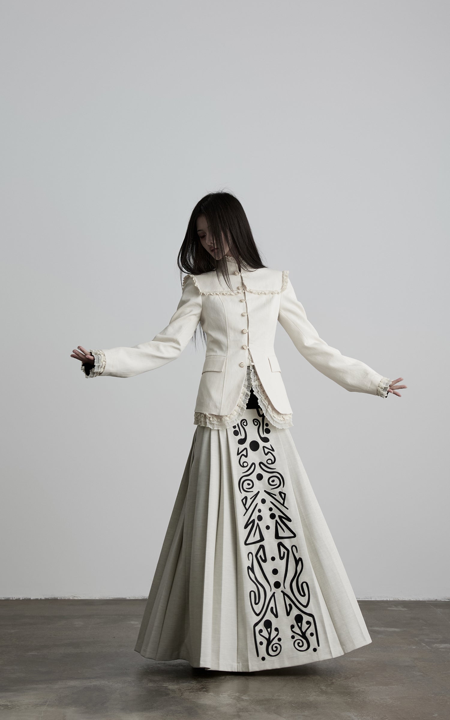 INDULGE Lace-Trim High-Neck Fitted Jacket