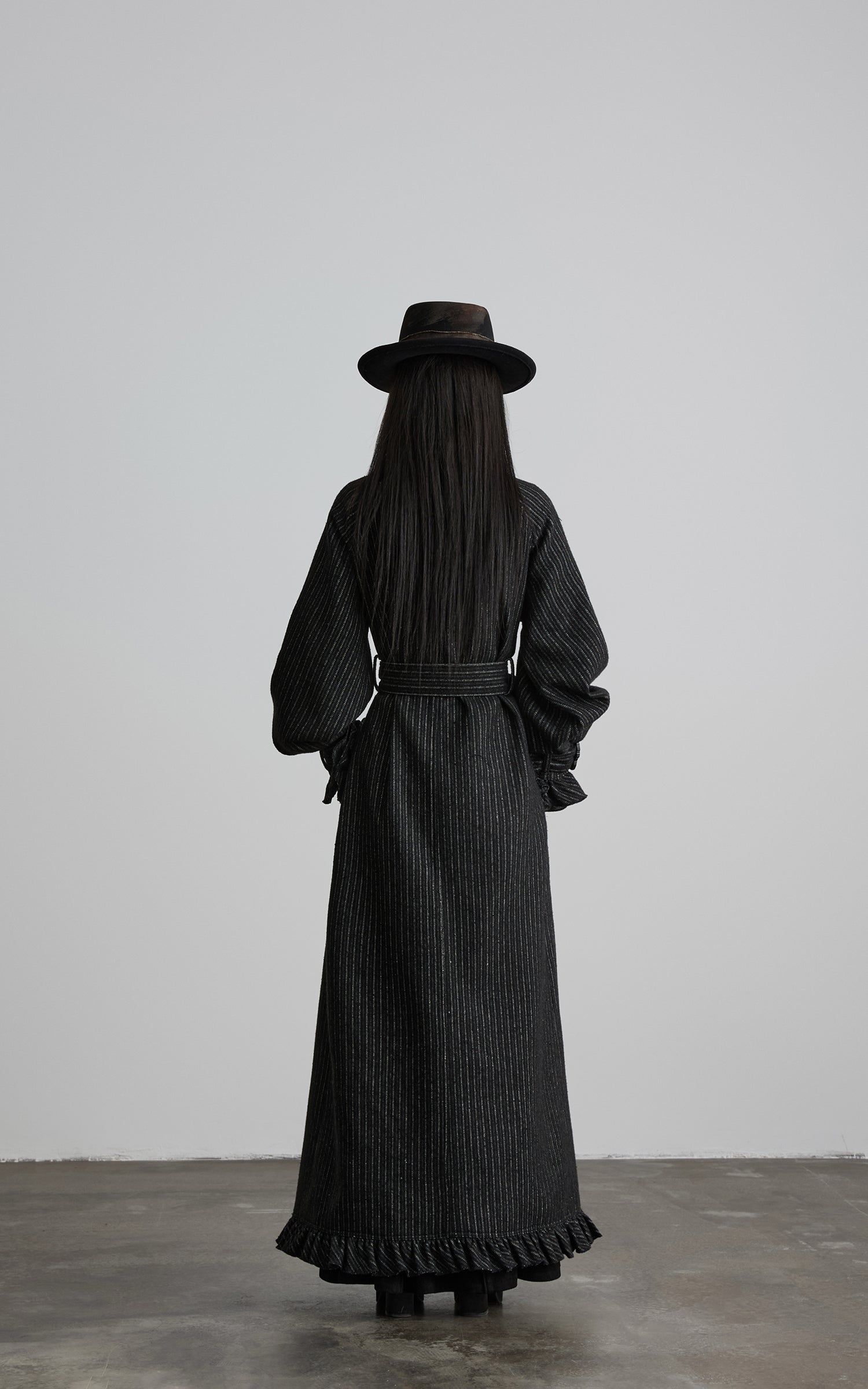 INDULGE Deconstructed Herringbone Wool Long Coat