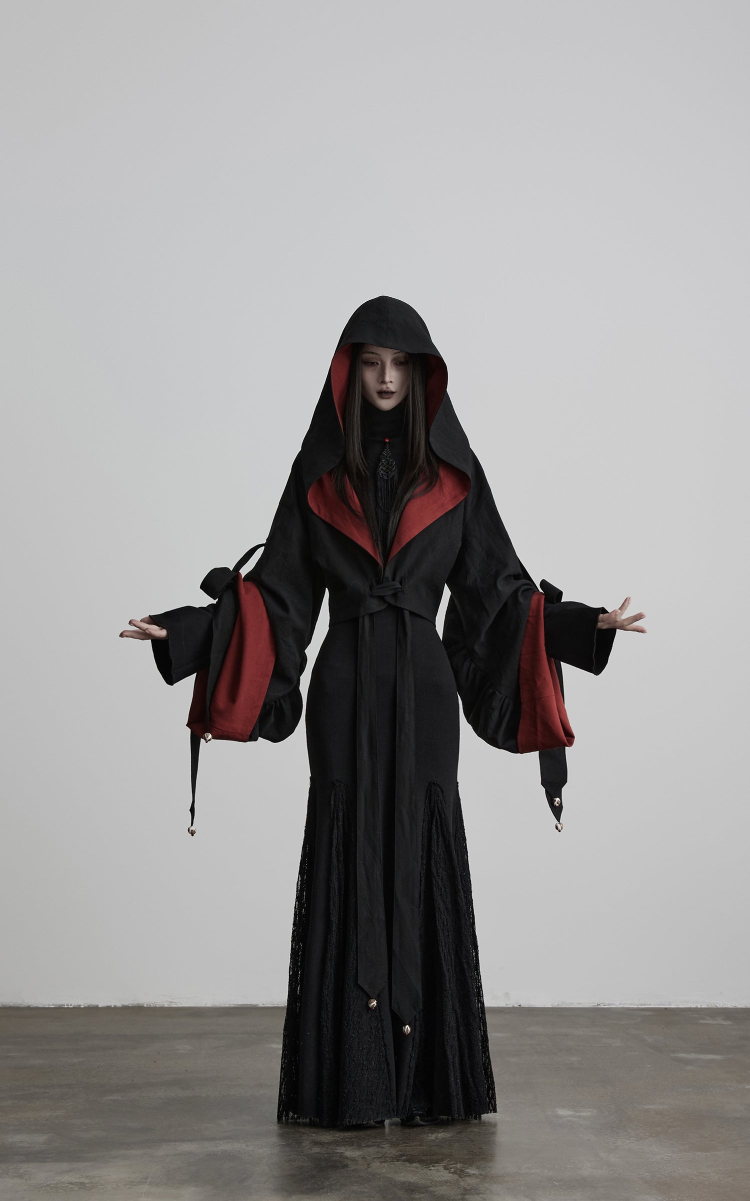 INDULGE Reversible Two-Tone Hooded Tie-Detail Jacket