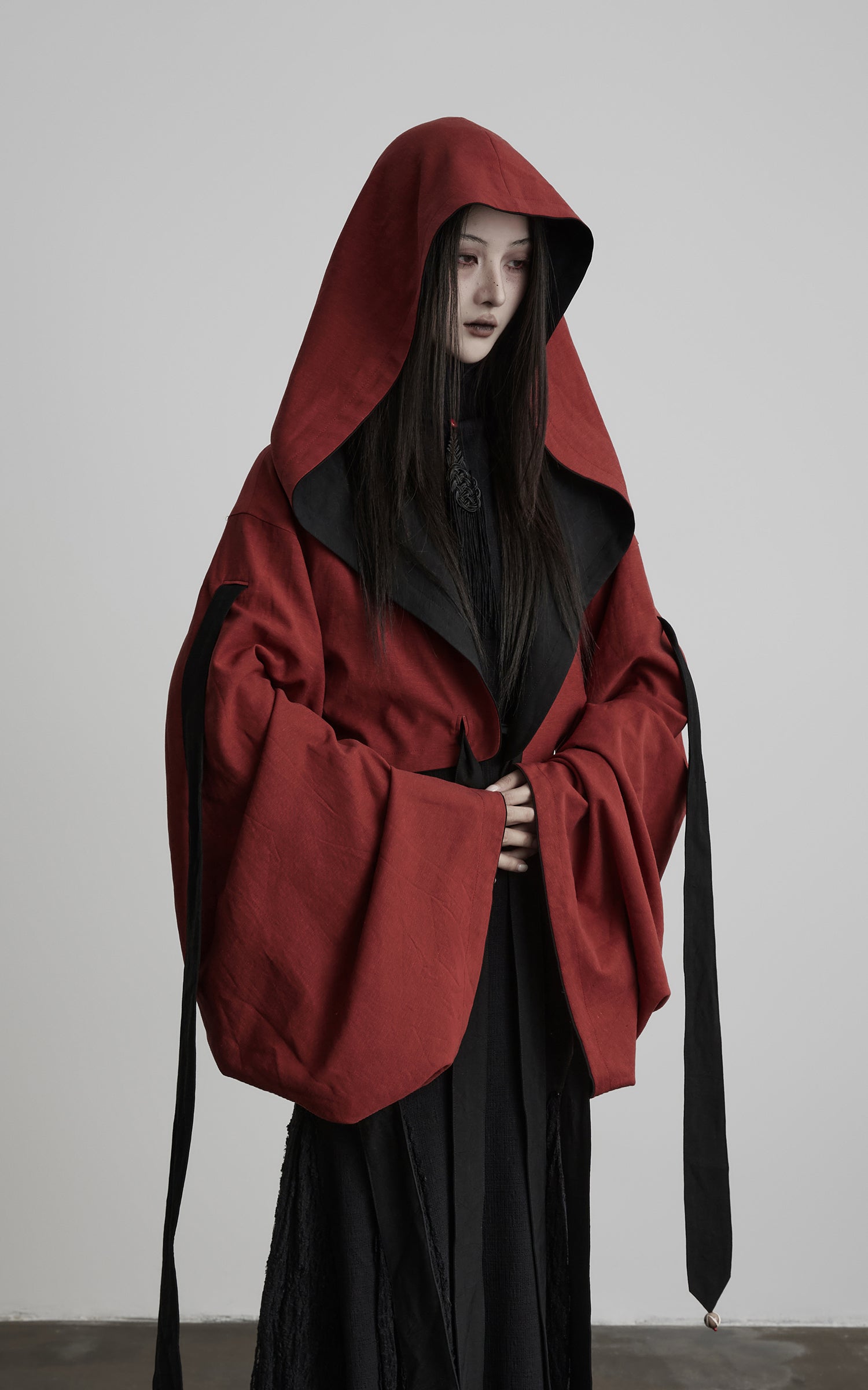 INDULGE Reversible Two-Tone Hooded Tie-Detail Jacket