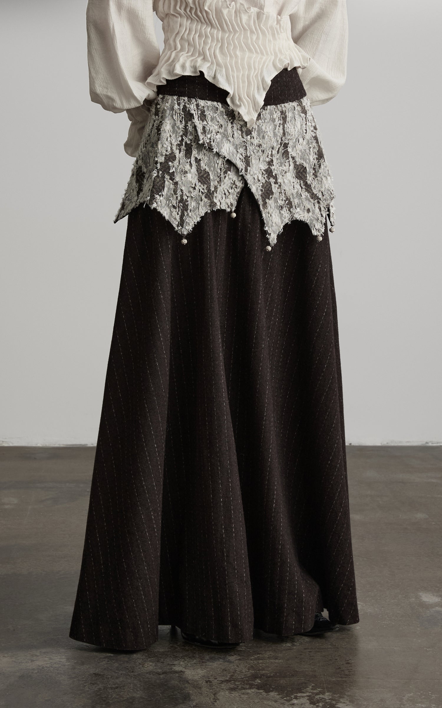 DOINDULGE Layered Fragment Texture Wool Maxi Skirt
