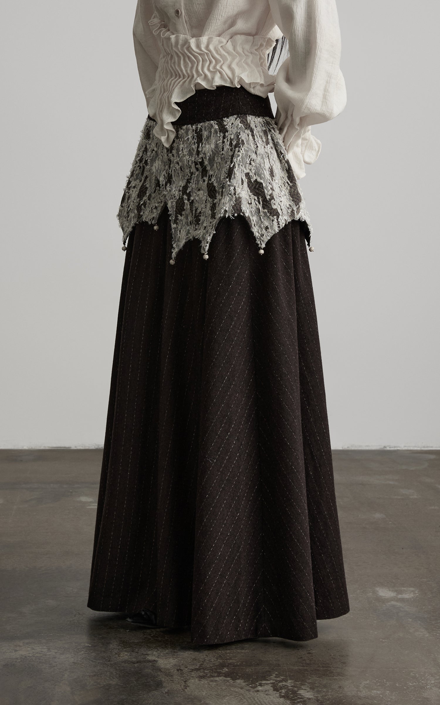 DOINDULGE Layered Fragment Texture Wool Maxi Skirt