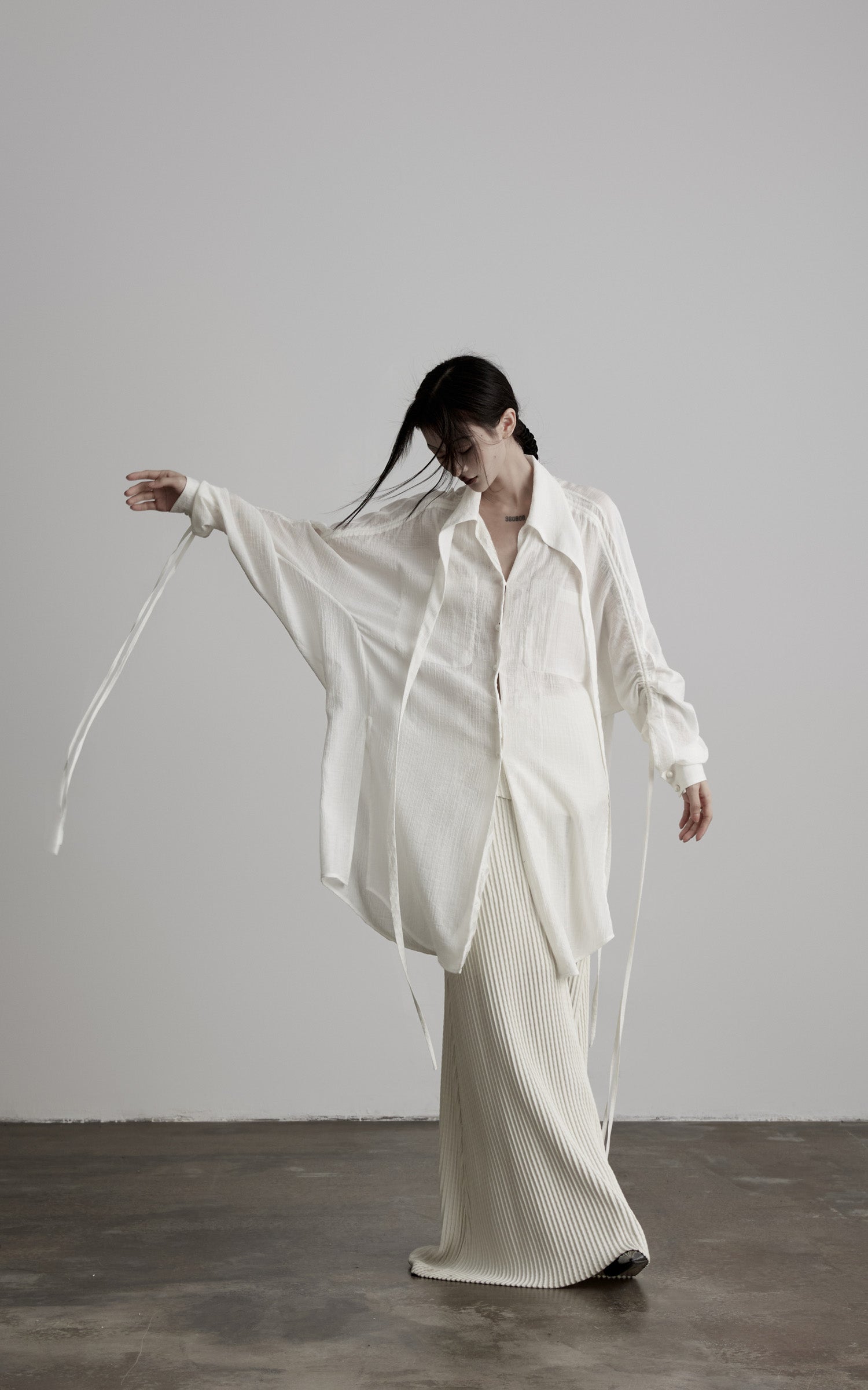 <tc>DOINDULGE</tc> Drapiertes Fledermausärmel-Shirt mit Kordelzug