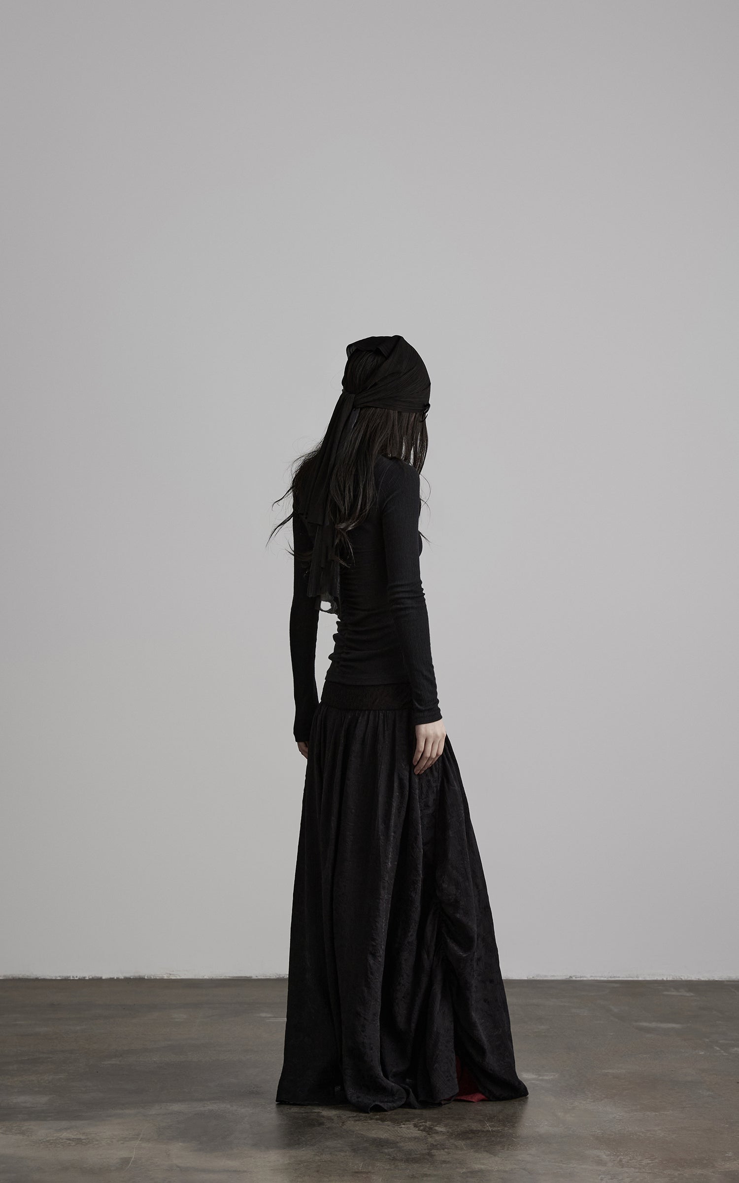 DOINDULGE Layered Draped Panel Gothic Maxi Skirt