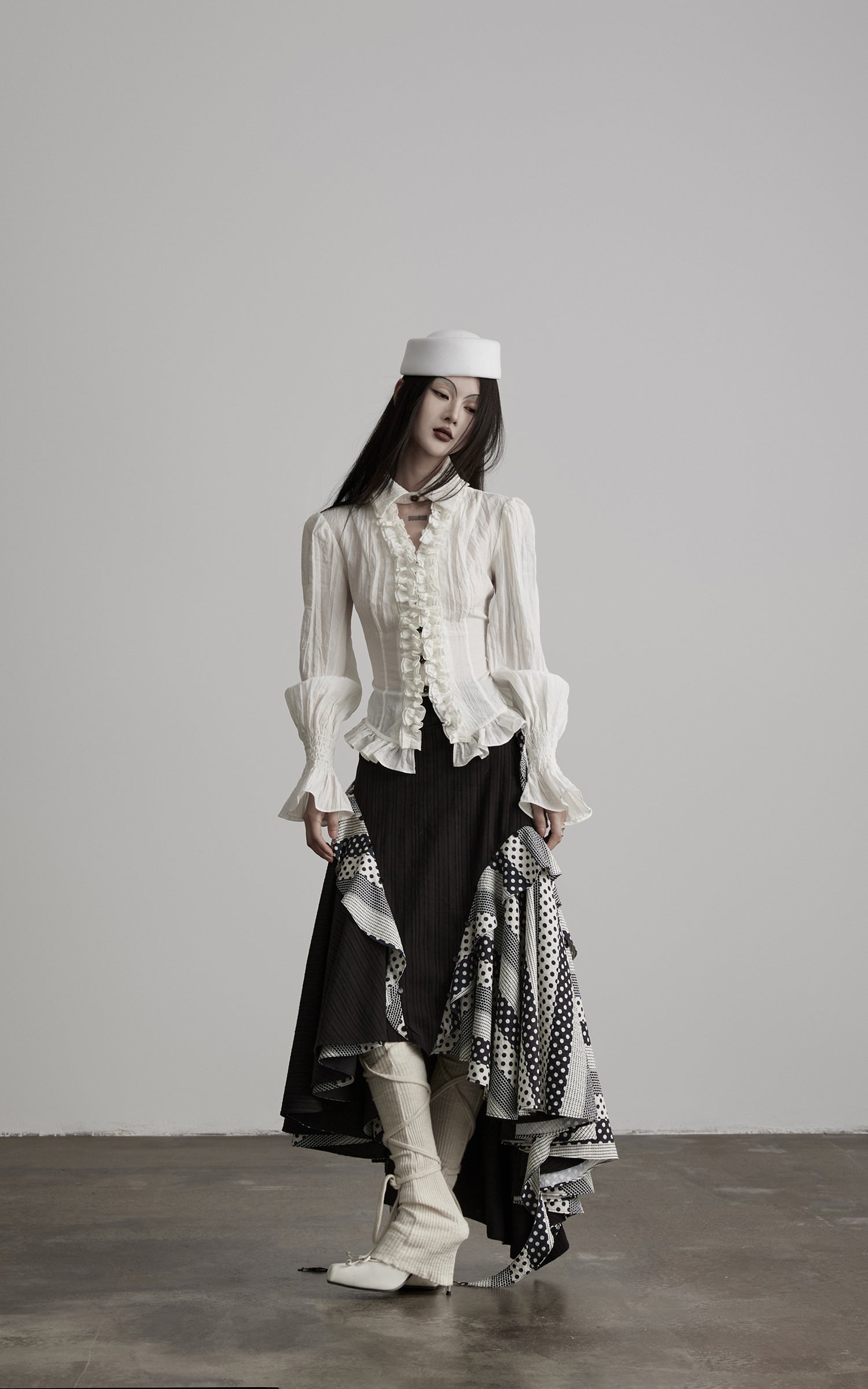 <tc>DOINDULGE</tc> Asymmetrischer Rock mit Rüschen und Patchwork