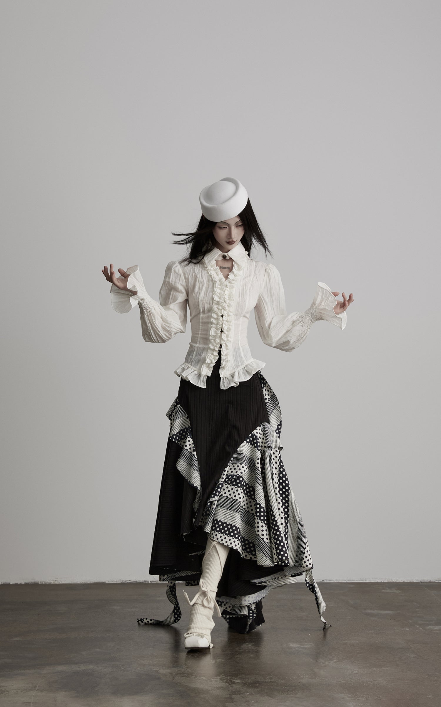 <tc>DOINDULGE</tc> Gerafftes Strukturiertes Gothic-Hemd