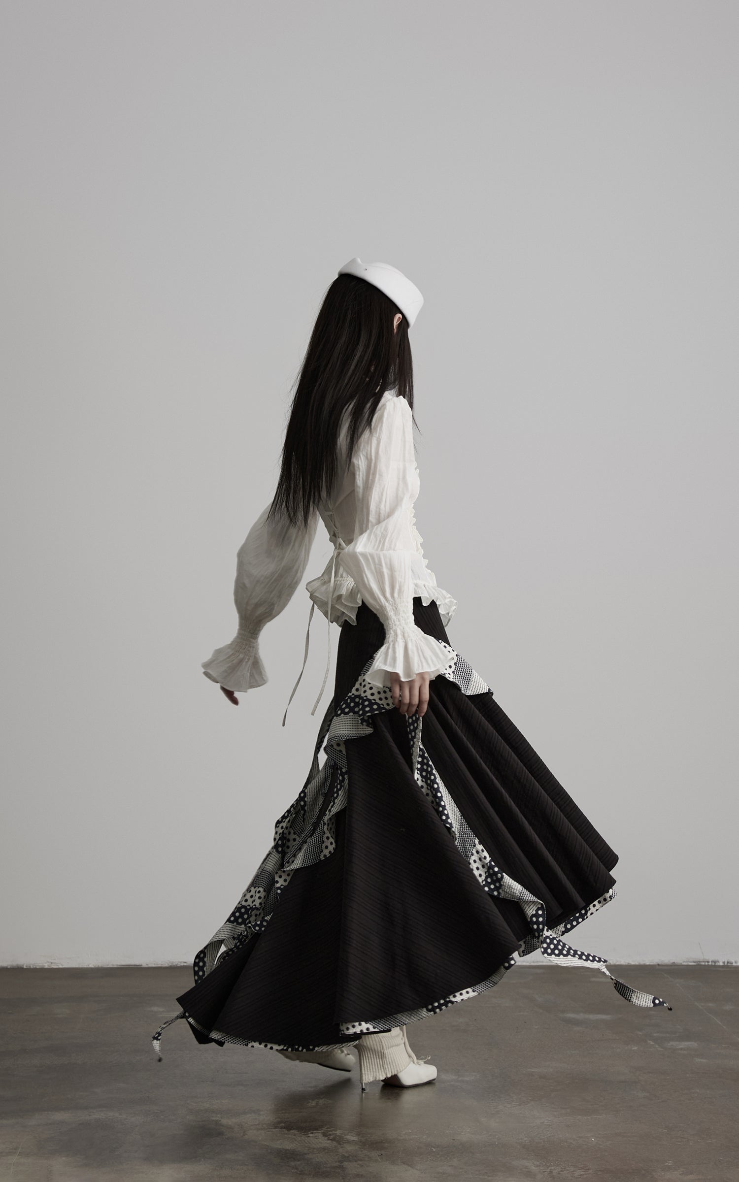 <tc>DOINDULGE</tc> Gerafftes Strukturiertes Gothic-Hemd